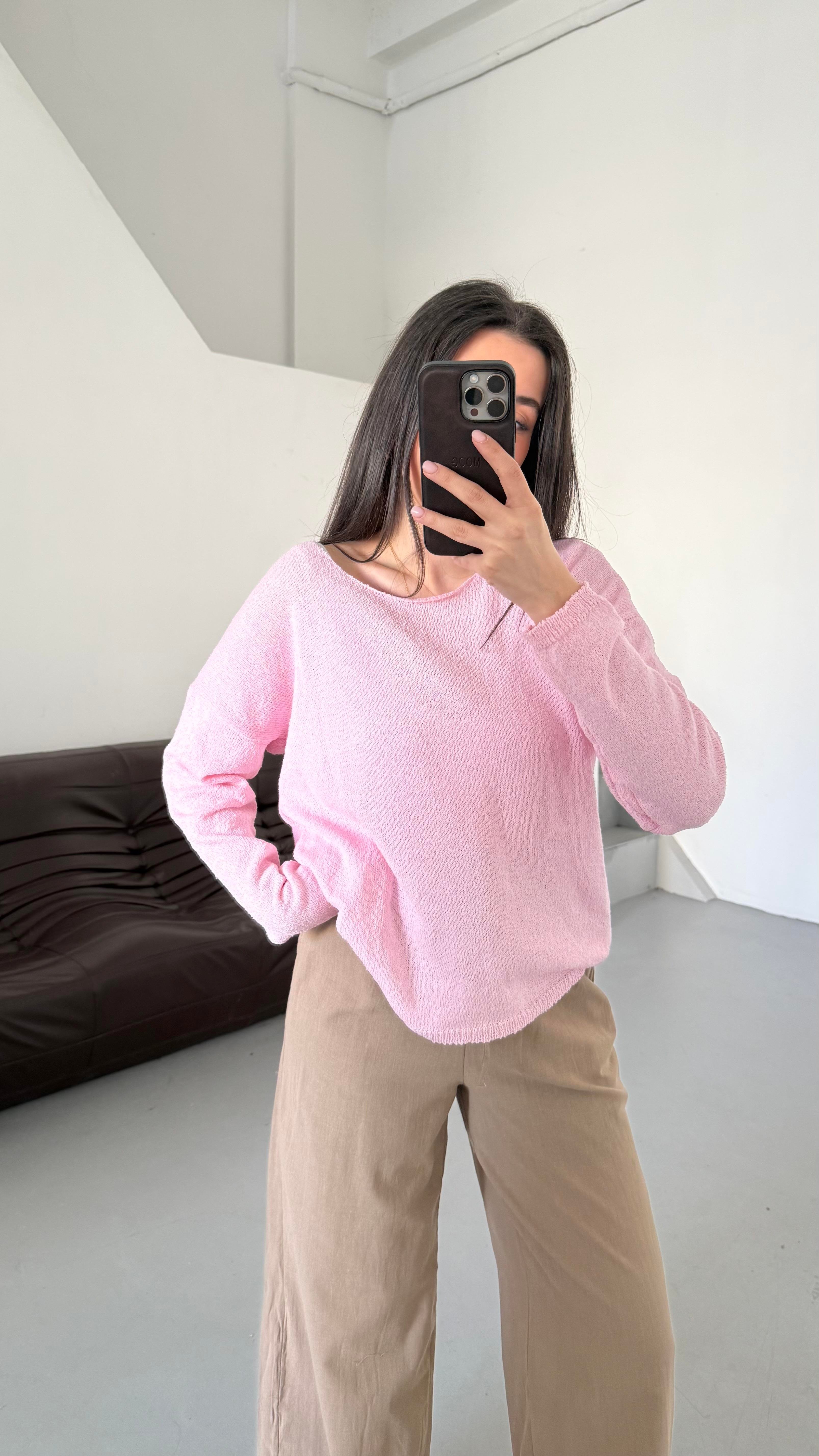 Pembe Mevsimik Merserize Triko