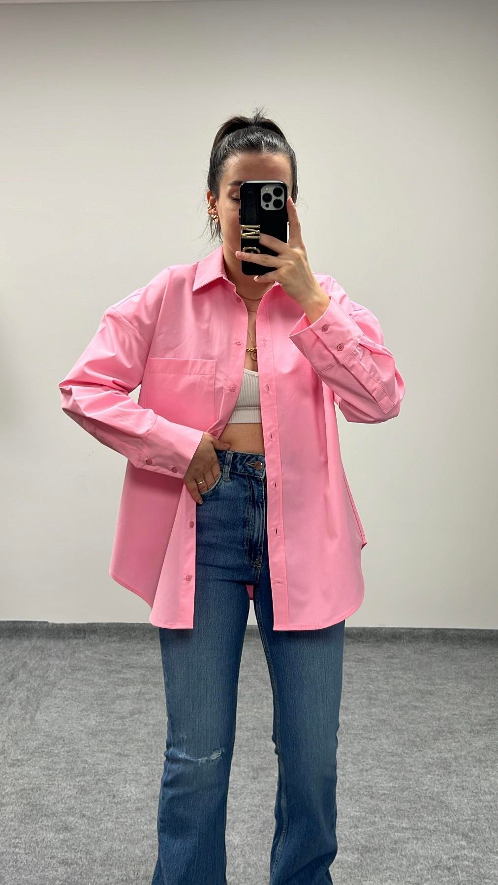 PEMBE POPLIN GÖMLEK