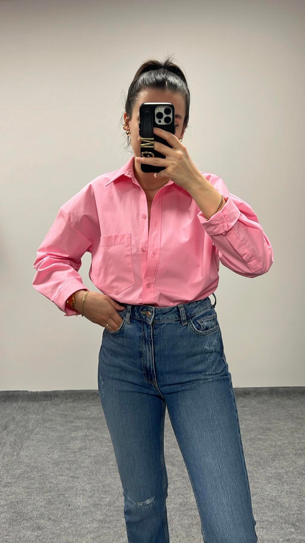 PEMBE POPLIN GÖMLEK