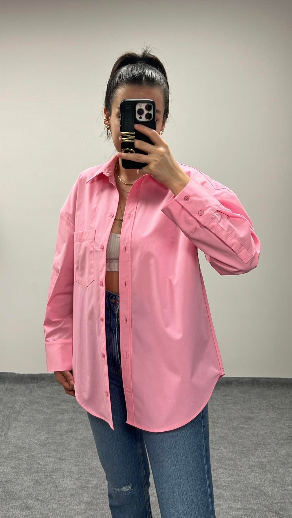 PEMBE POPLIN GÖMLEK