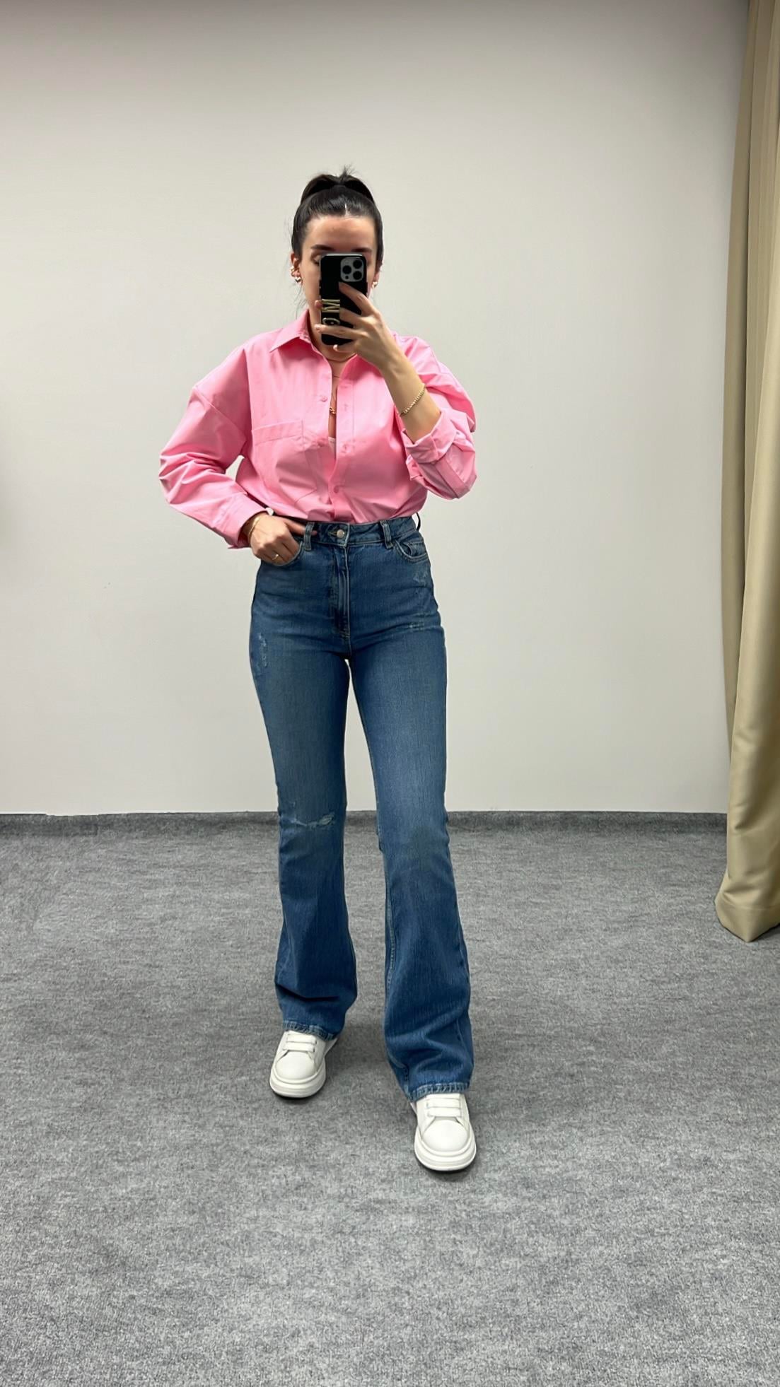 PEMBE POPLIN GÖMLEK