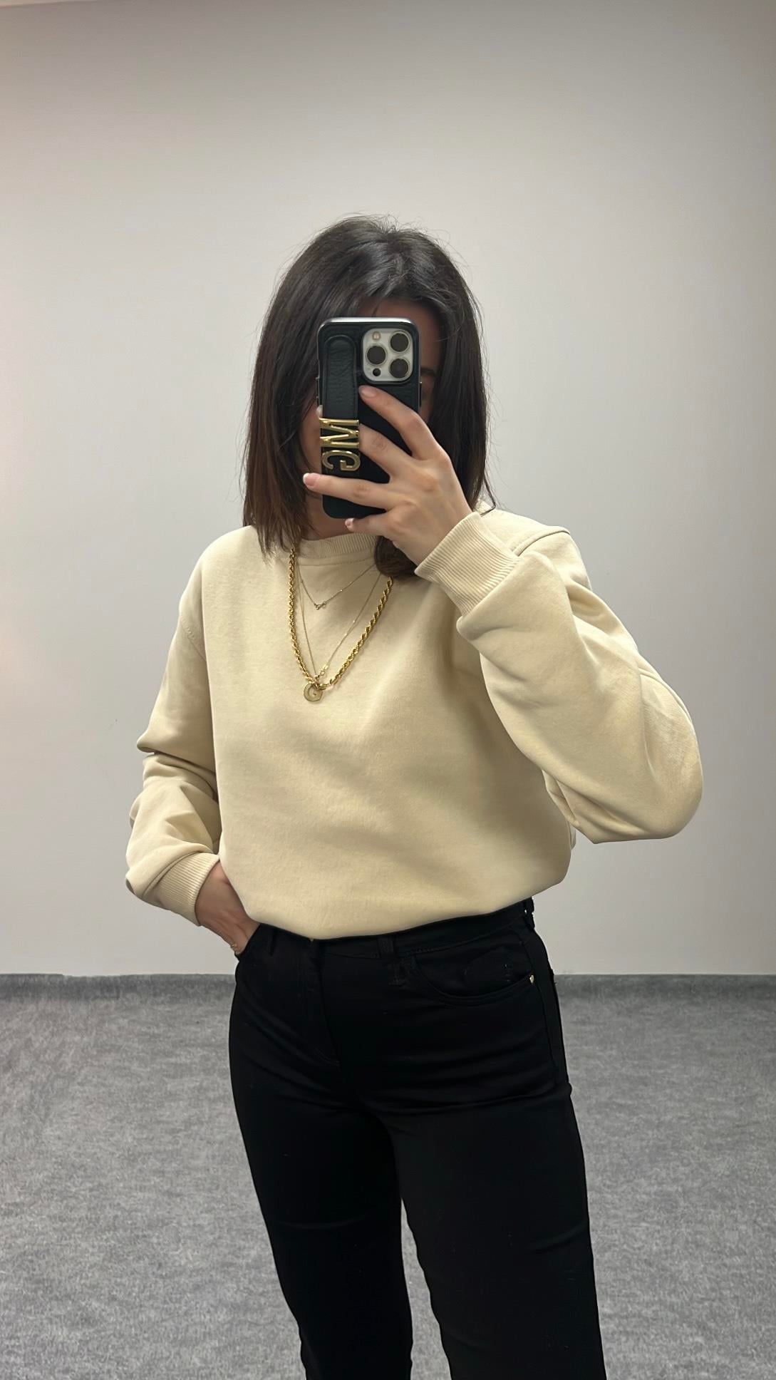 PRO EKRU  ŞARDONLU SWEATSHIRT