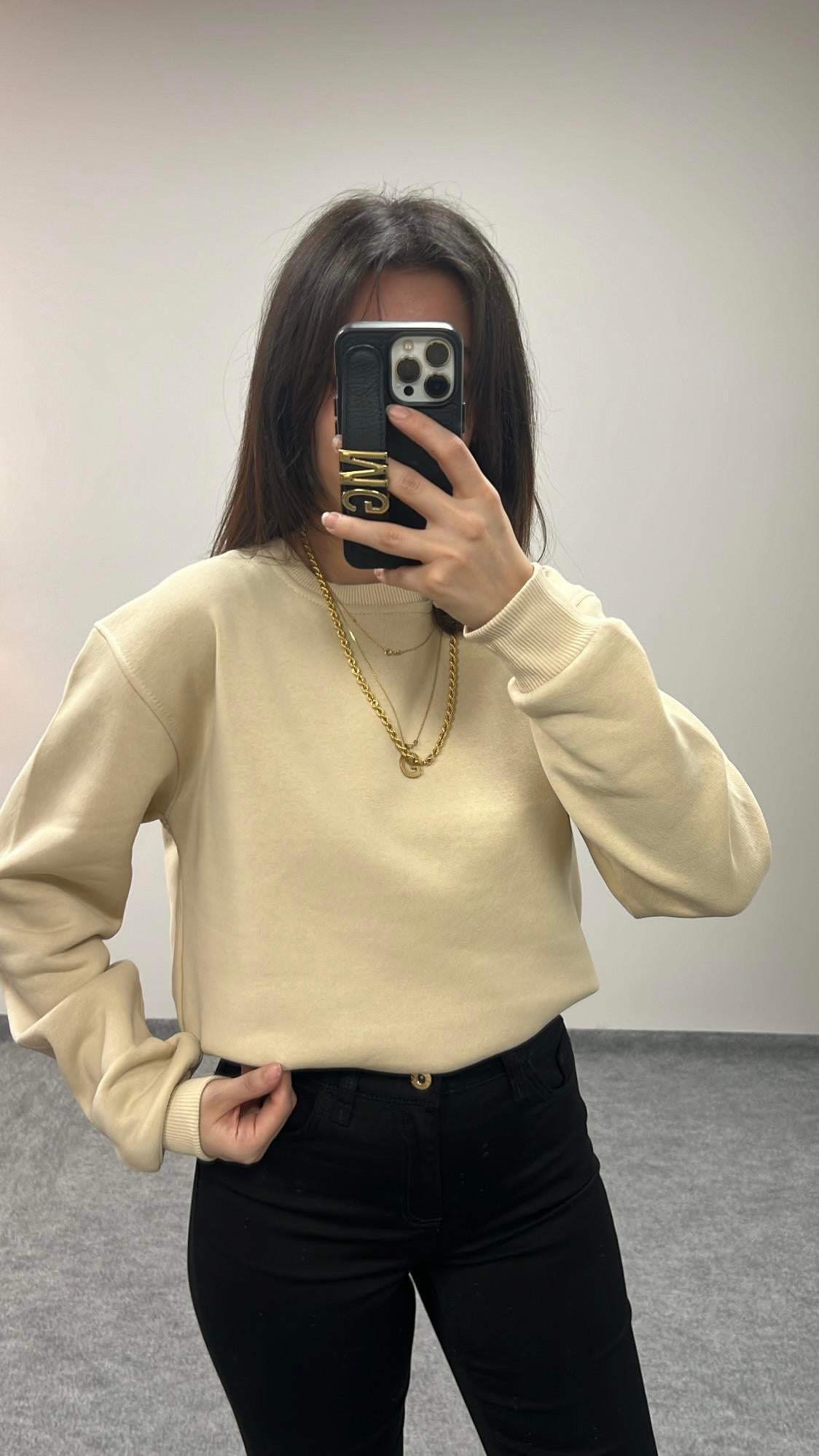 PRO EKRU  ŞARDONLU SWEATSHIRT