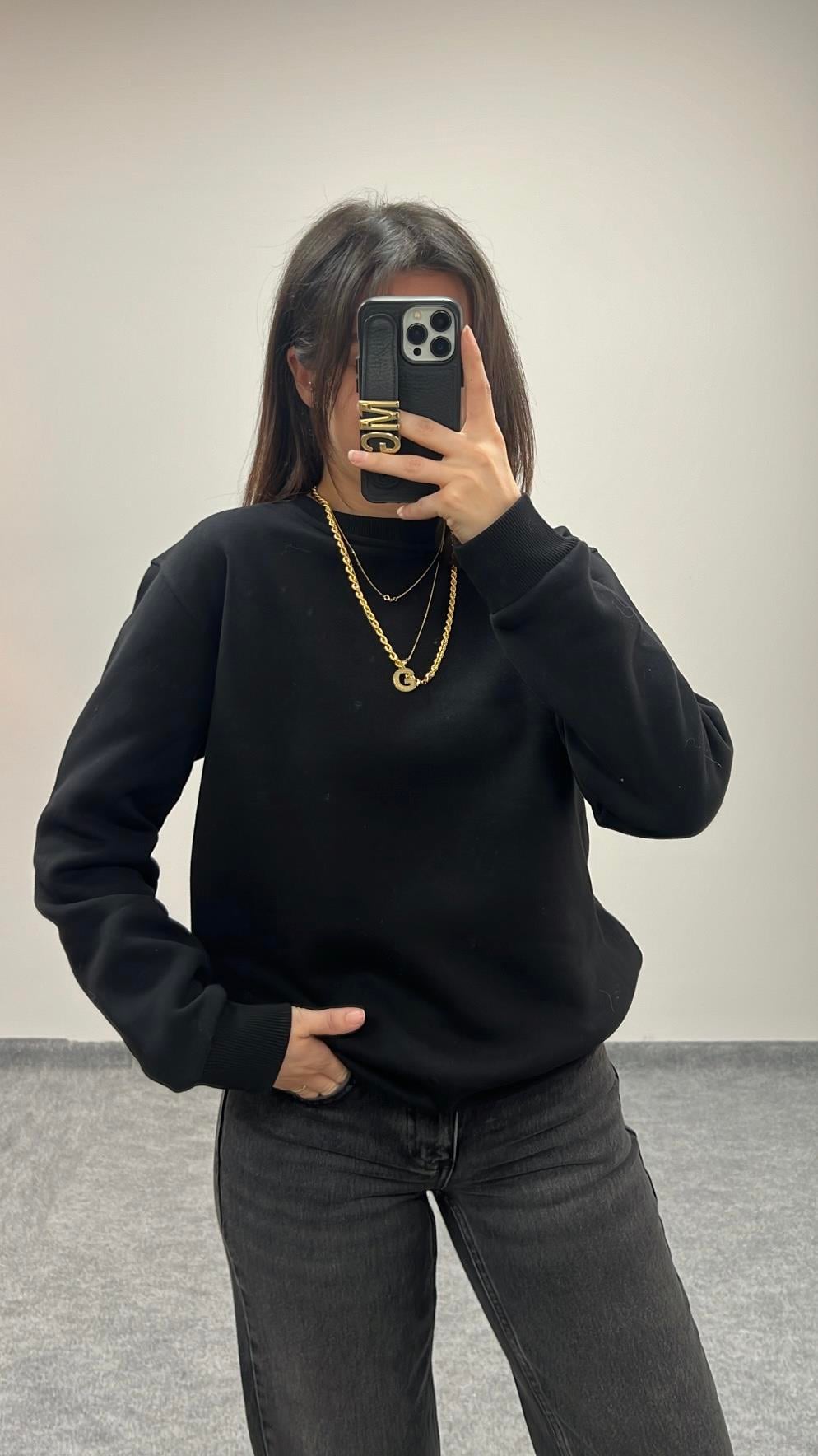 PRO SİYAH ŞARDONLU SWEATSHIRT