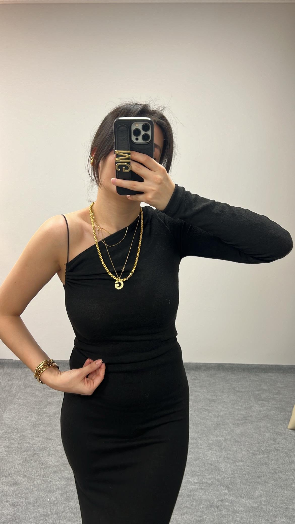 PUB SİYAH ASİMETRİK BLUZ 