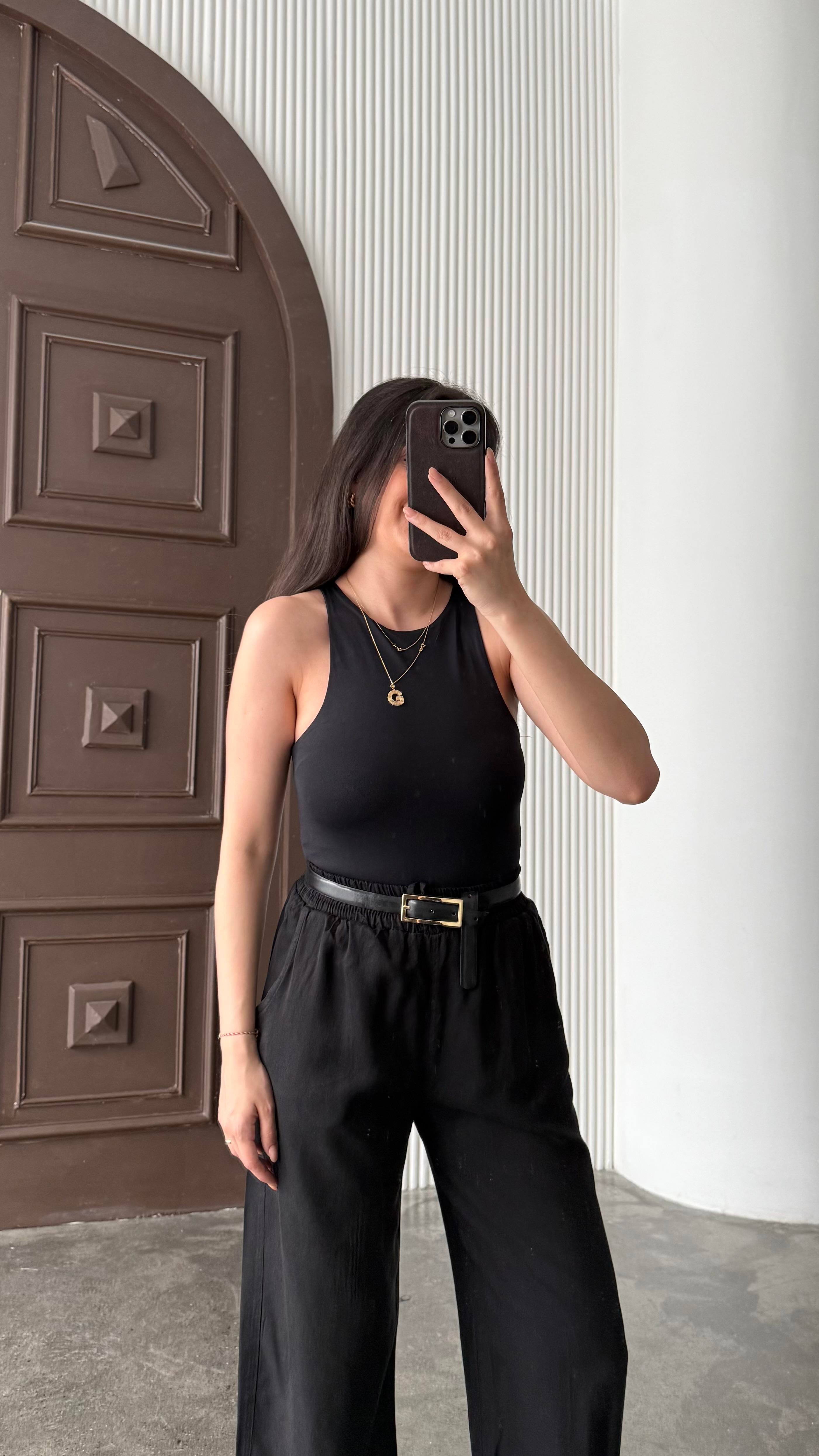 Pub Siyah Halter Yaka Bodysuit