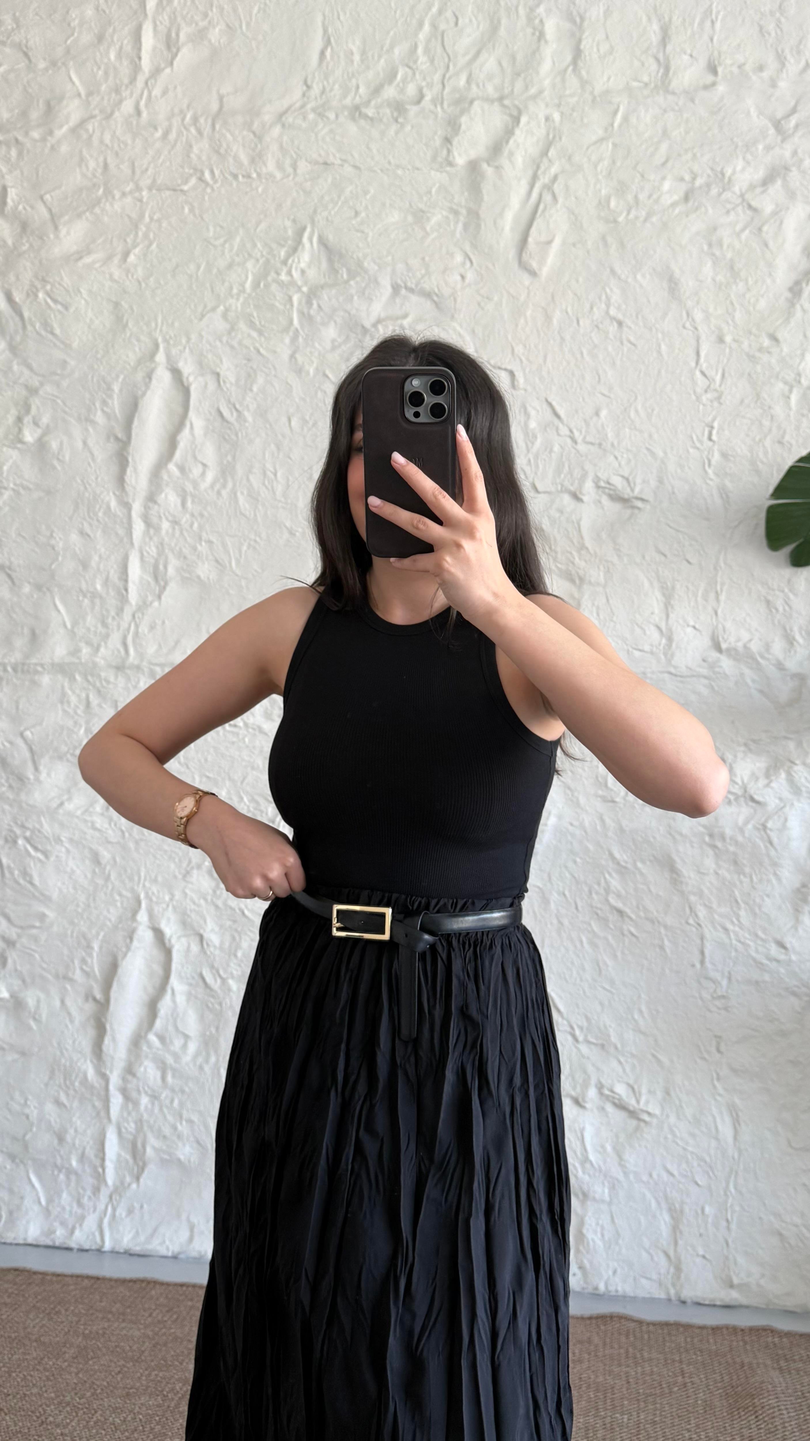 Pub Siyah Halter Yaka Fitilli Top