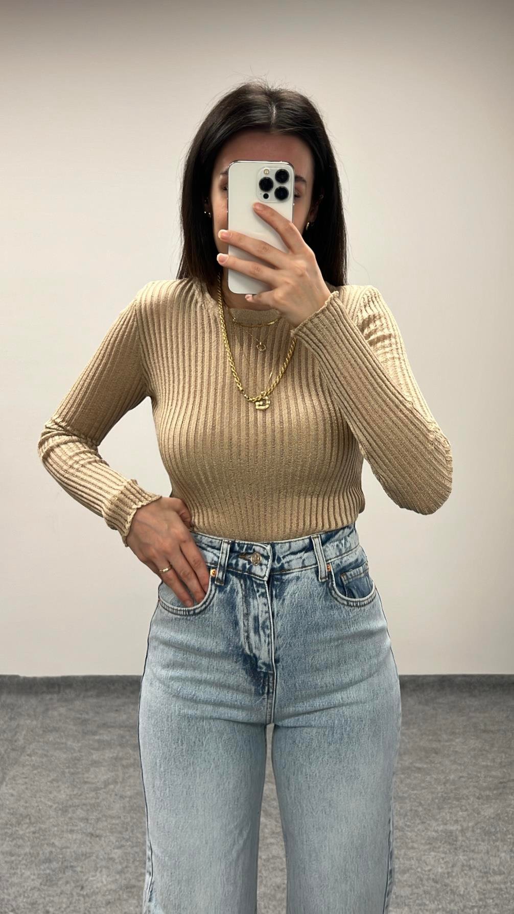 QUB BEJ TRANSPARAN BLUZ