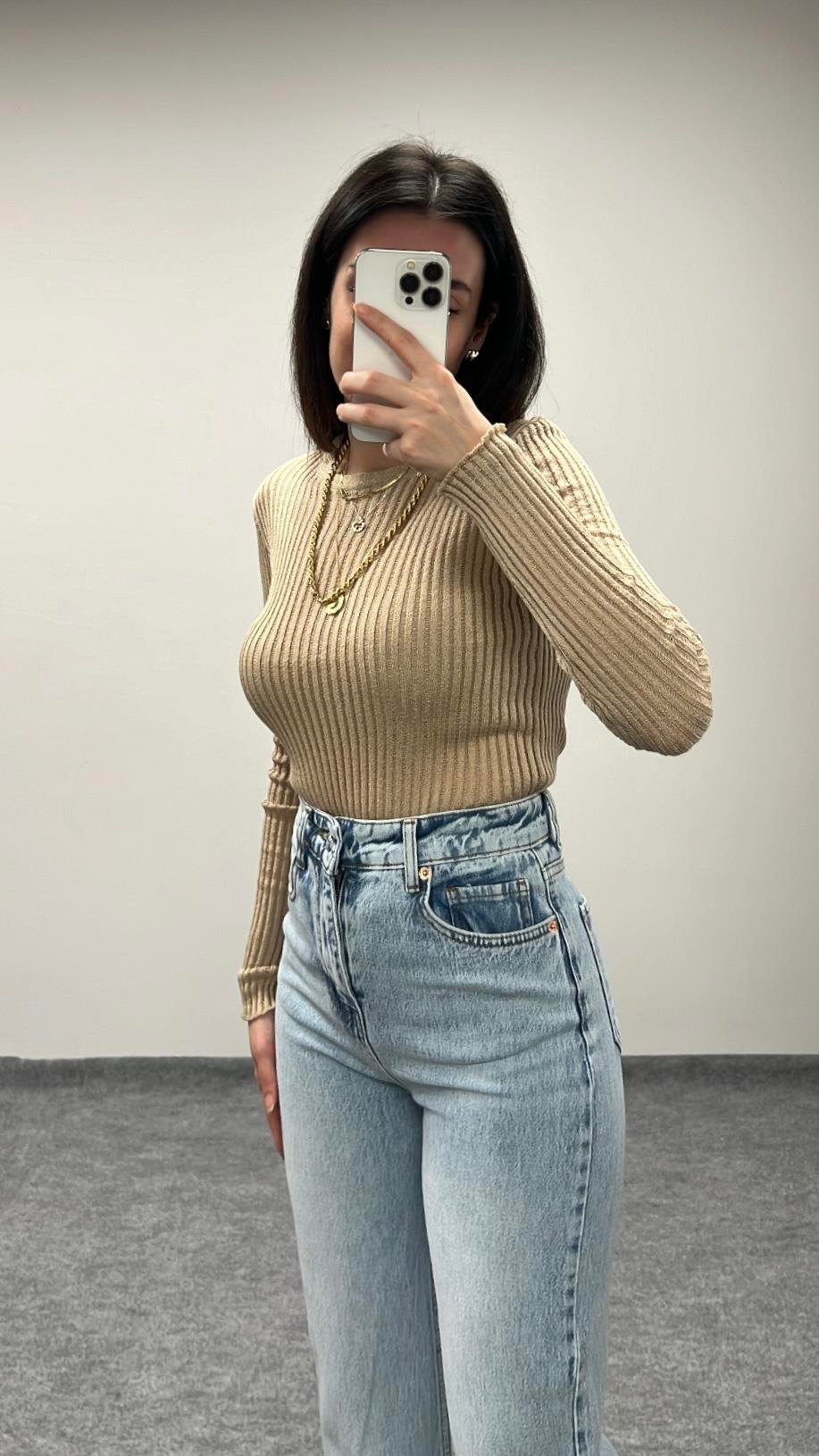 QUB BEJ TRANSPARAN BLUZ