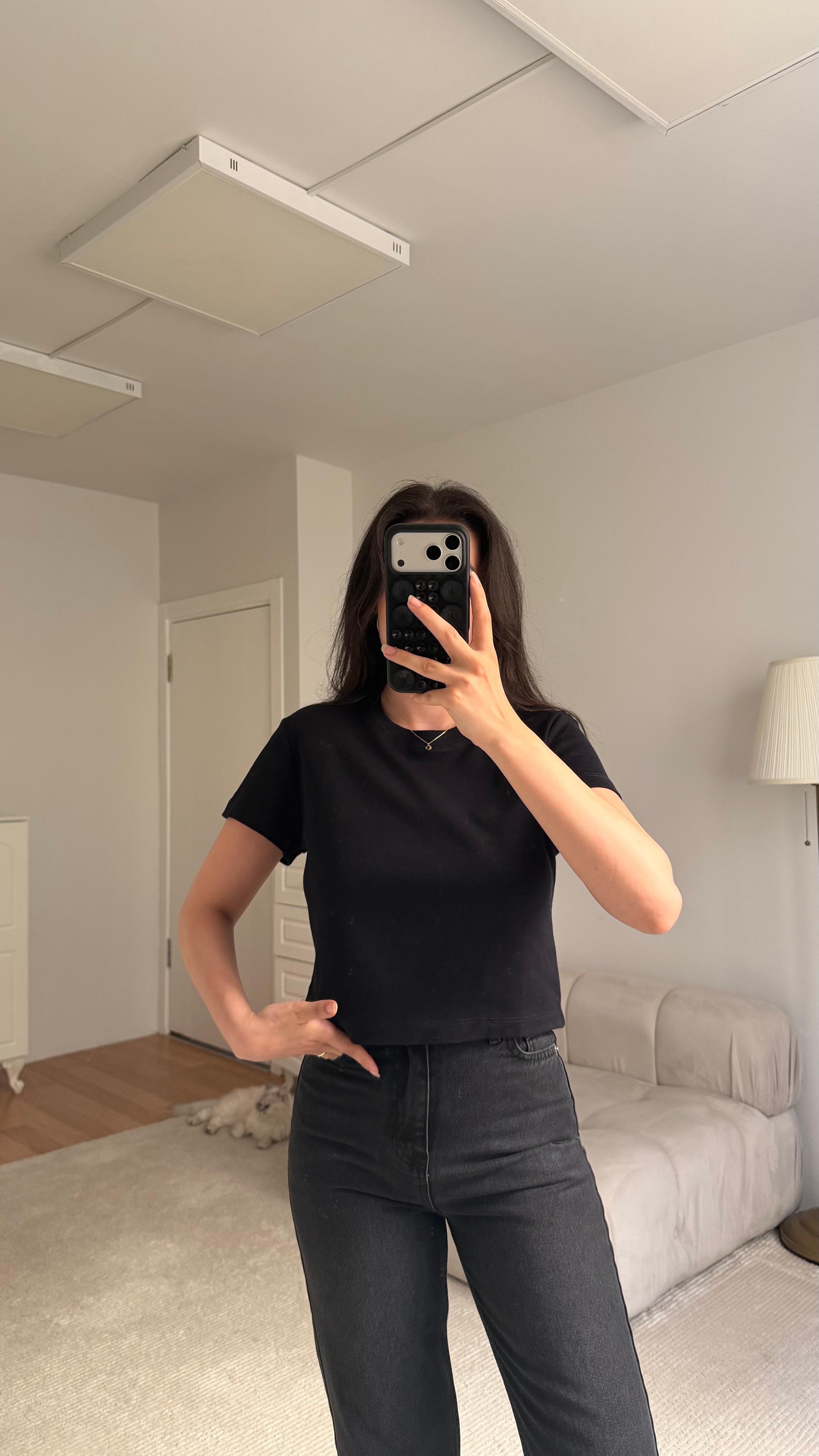 Siyah Bisiklet Yaka Basic Tişört