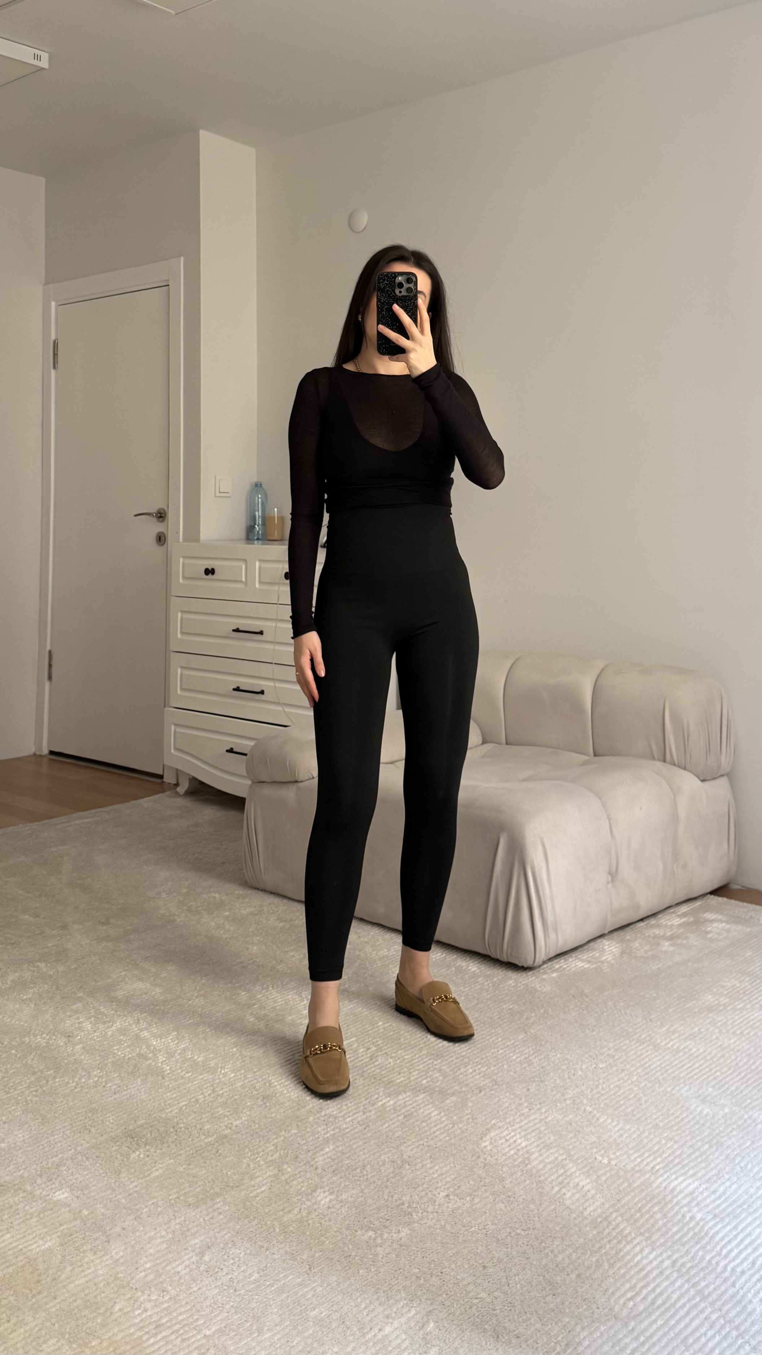 Siyah Çelik Örme Korseli Tayt