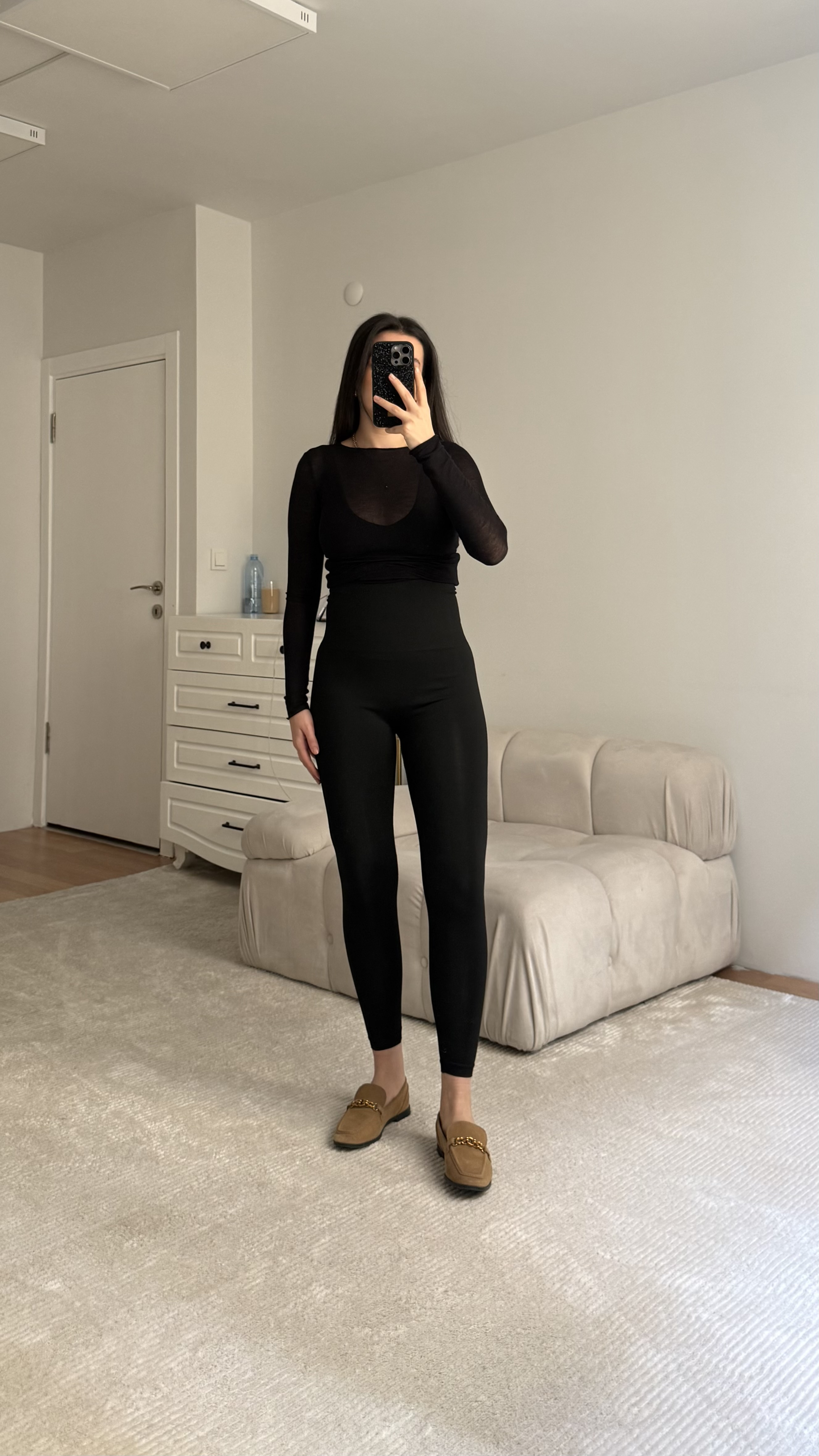 Siyah Çelik Örme Korseli Tayt