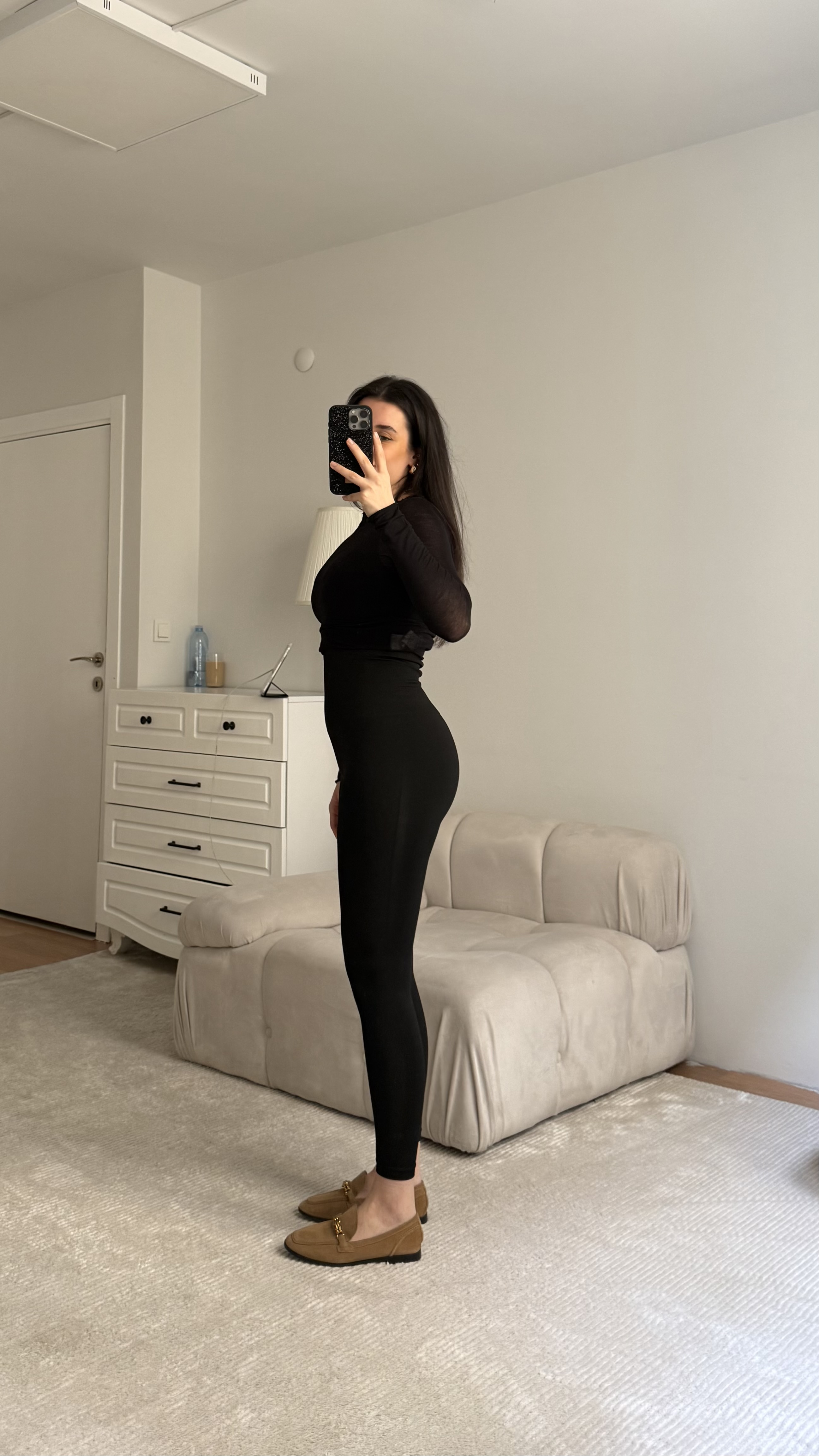 Siyah Çelik Örme Korseli Tayt