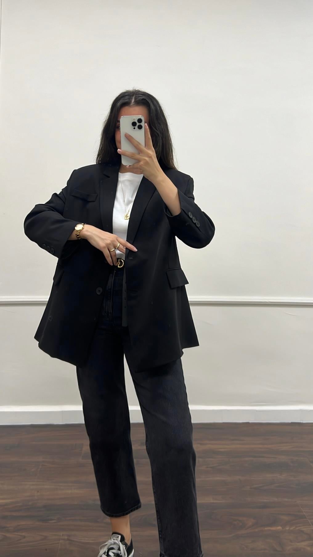 Siyah Oversize Blazer Ceket