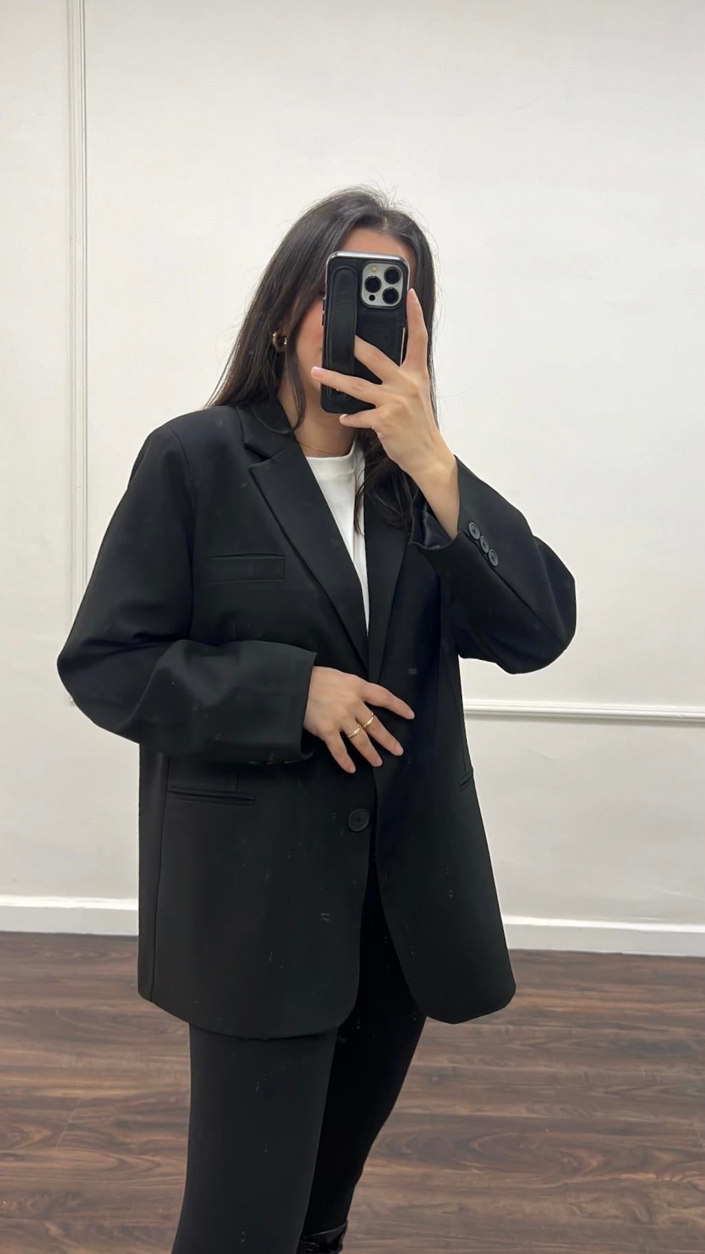 Siyah Oversıze Blazer Ceket