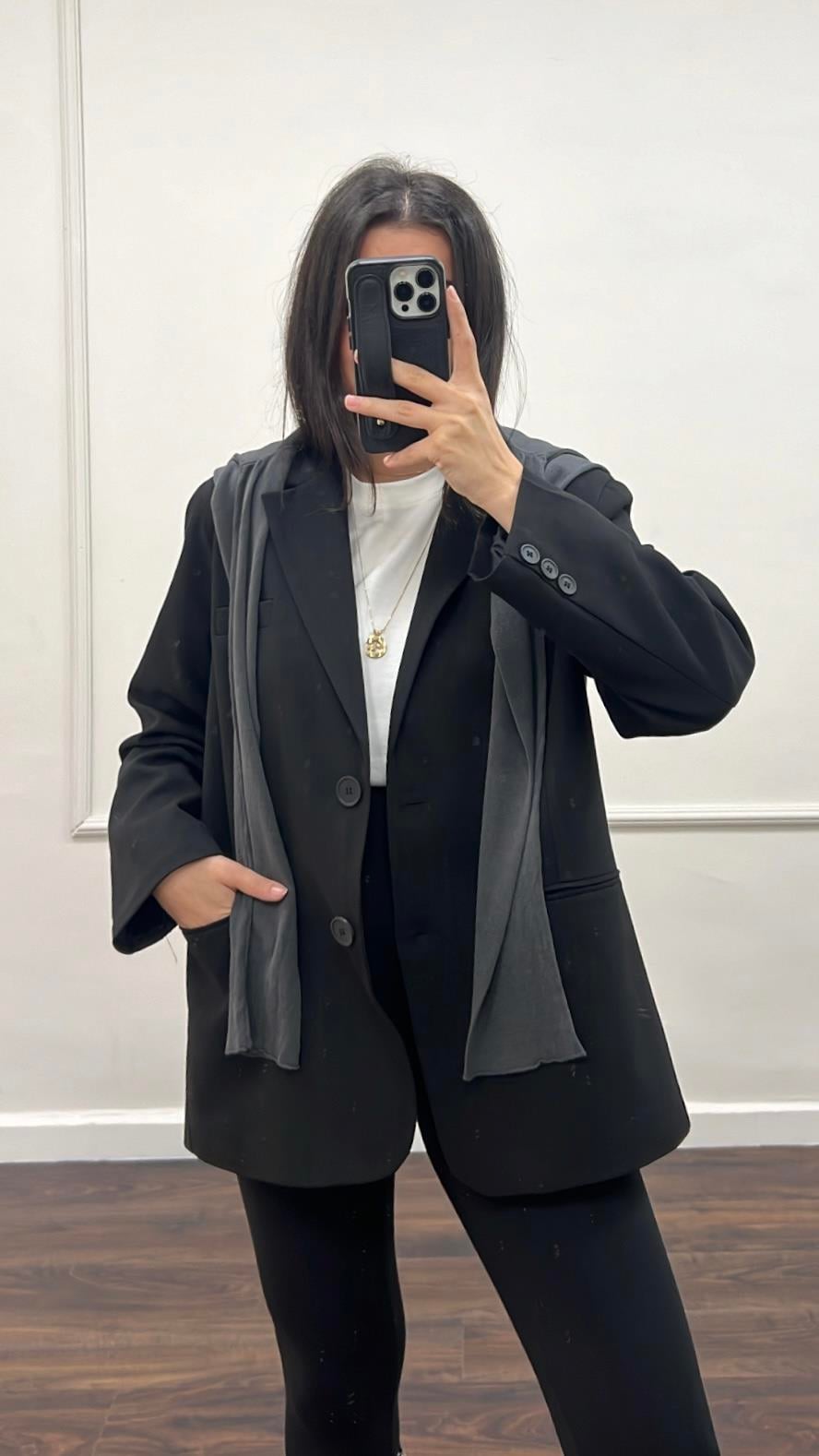 Siyah Oversıze Blazer Ceket