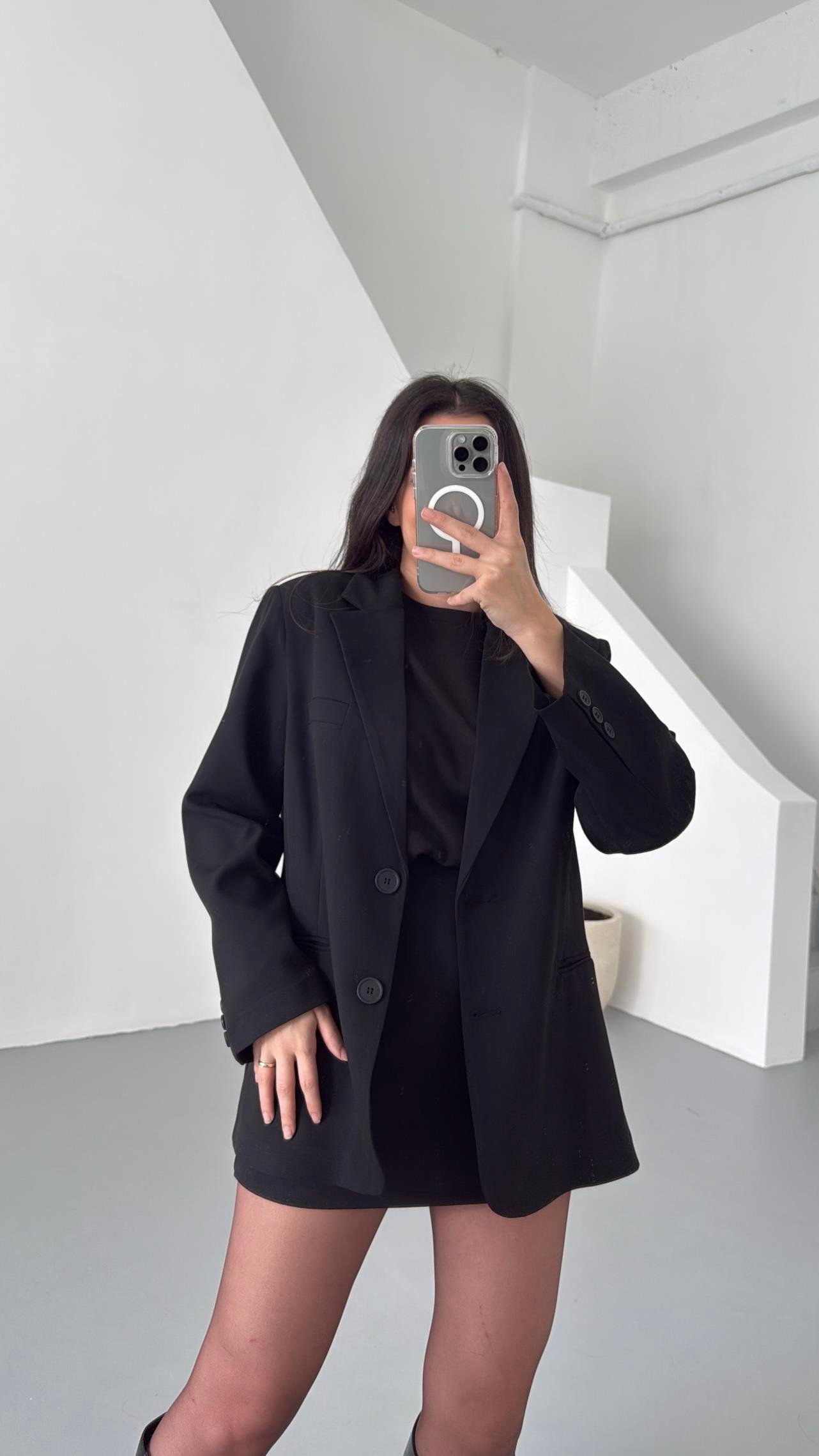 Siyah Oversıze Blazer Ceket