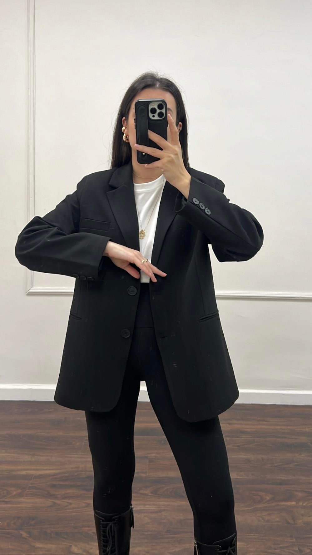 Siyah Oversıze Blazer Ceket