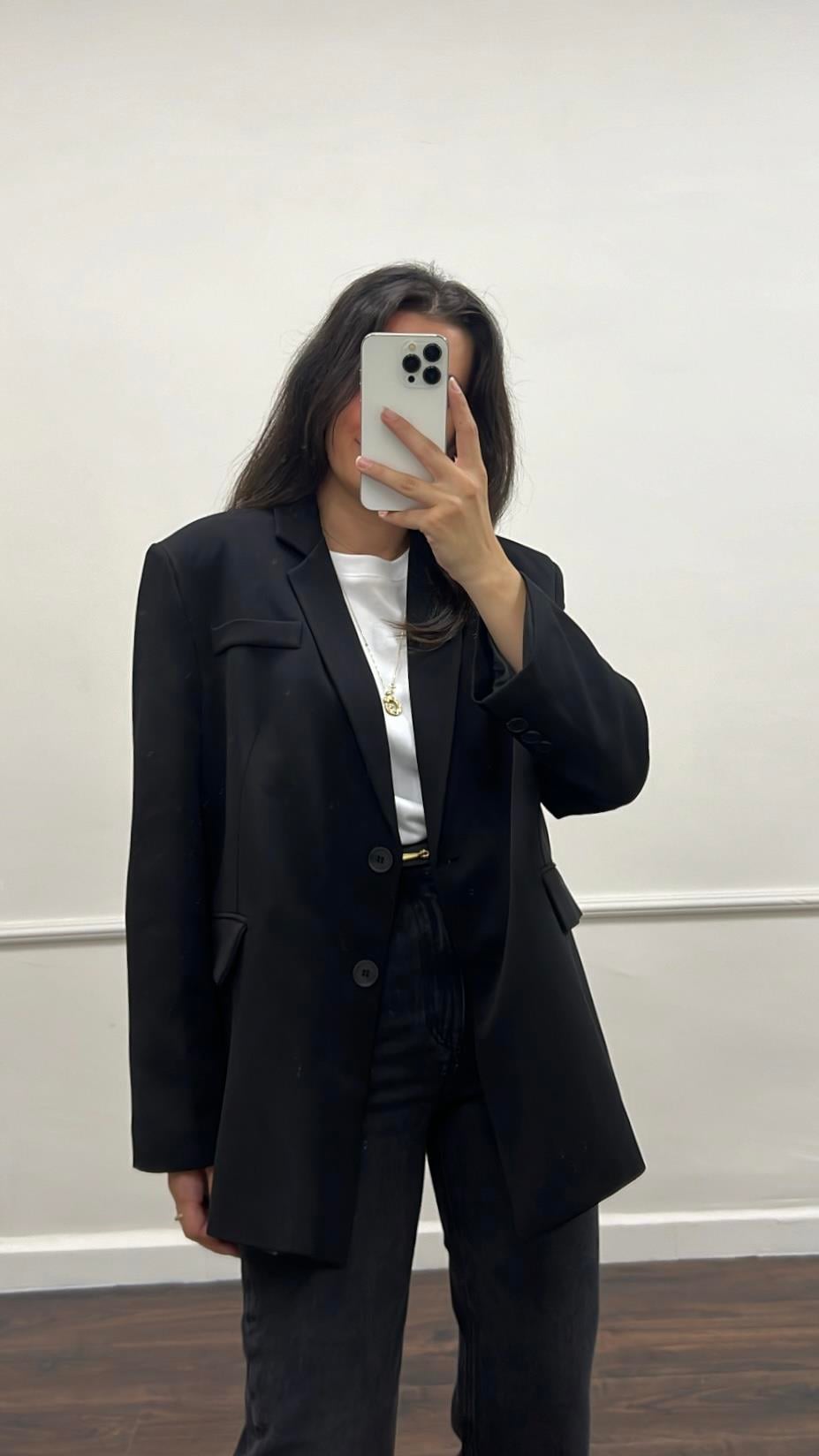Siyah Oversize Blazer Ceket