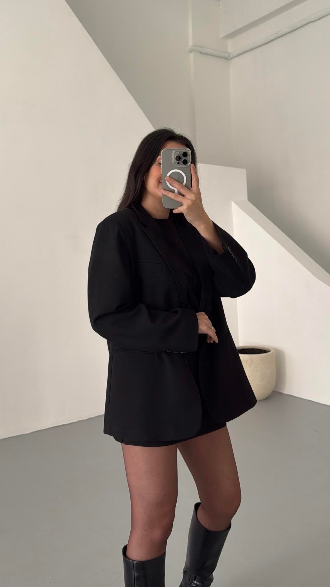 Siyah Oversıze Blazer Ceket