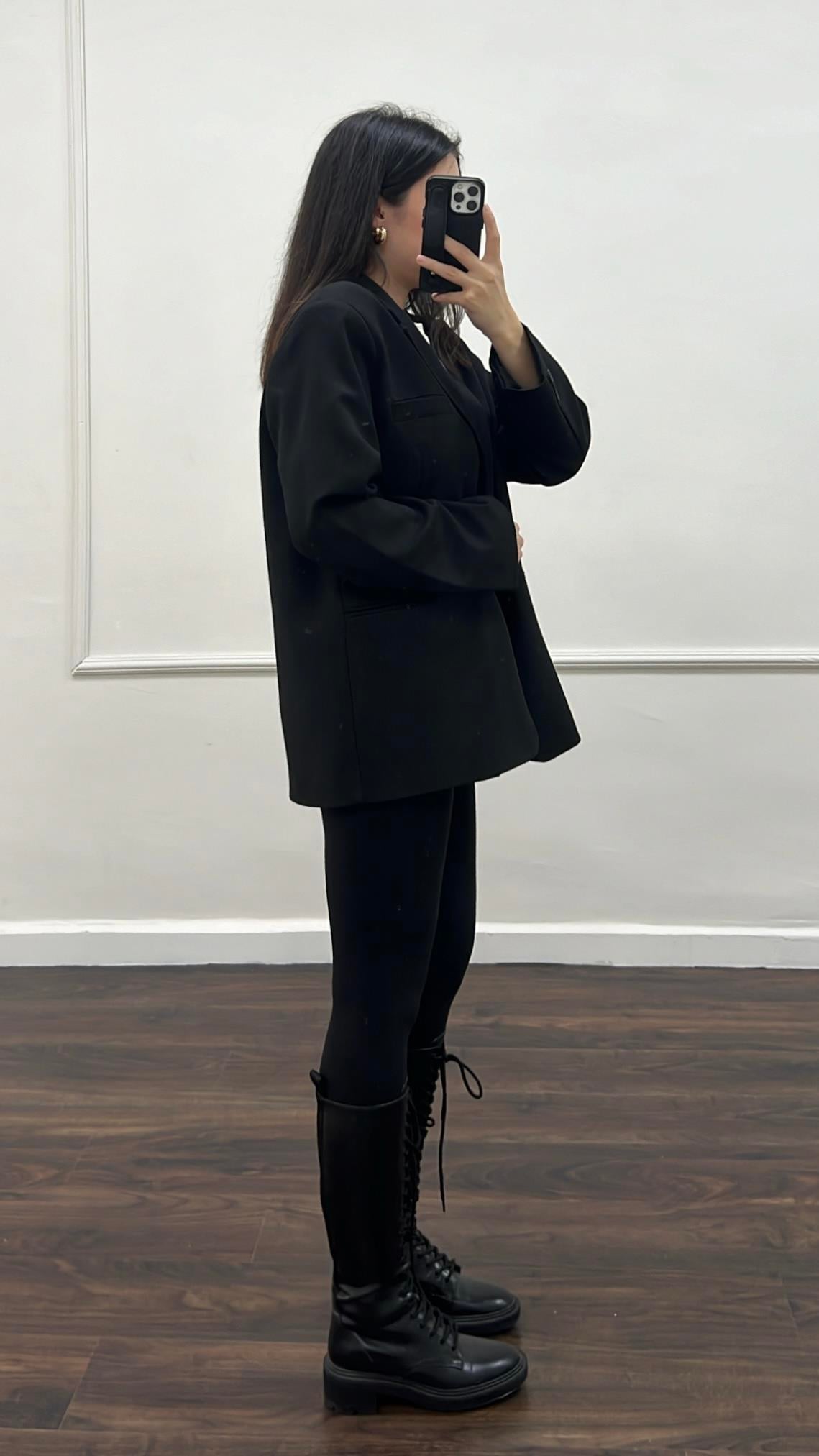 Siyah Oversıze Blazer Ceket