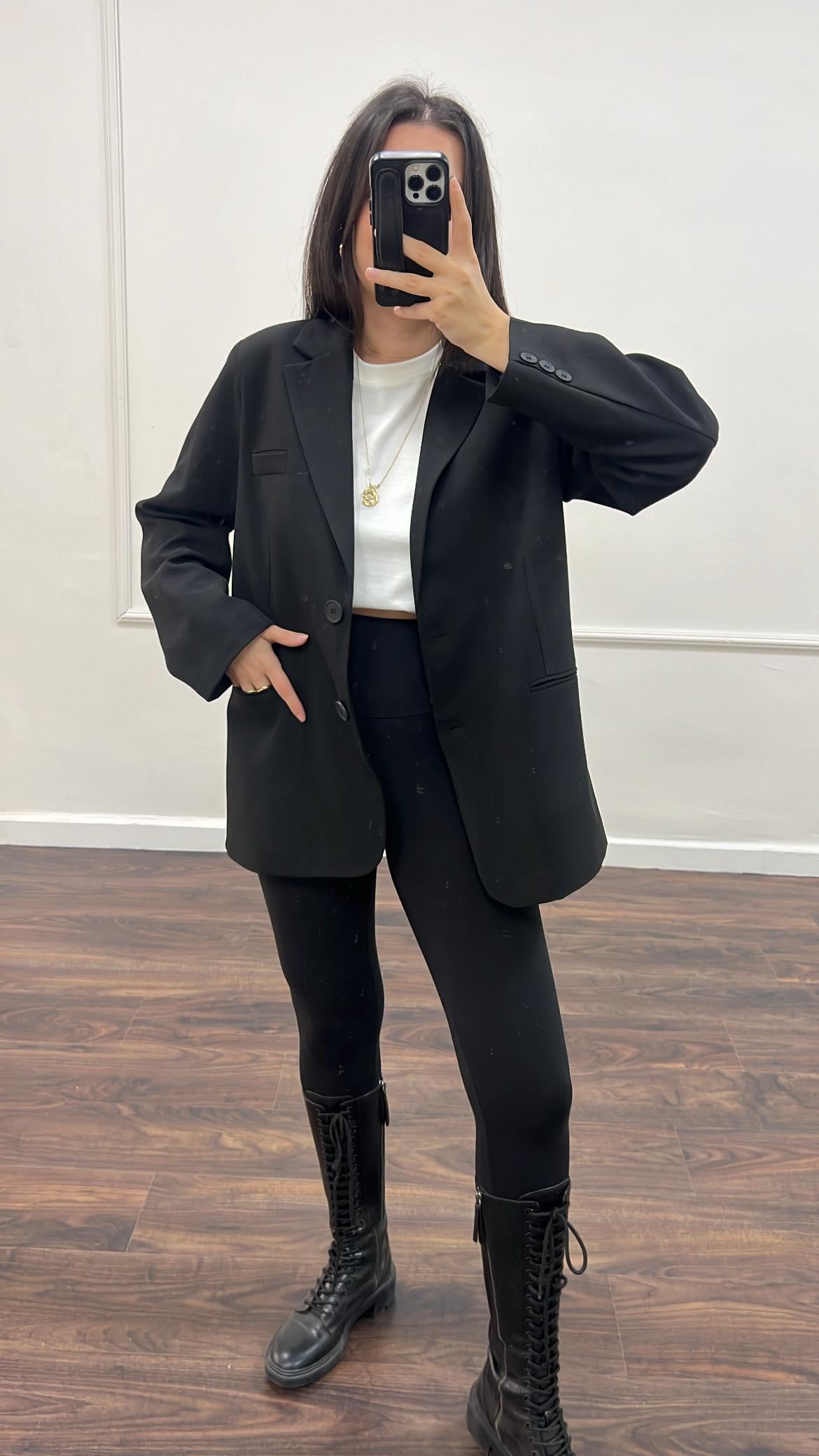 Siyah Oversıze Blazer Ceket