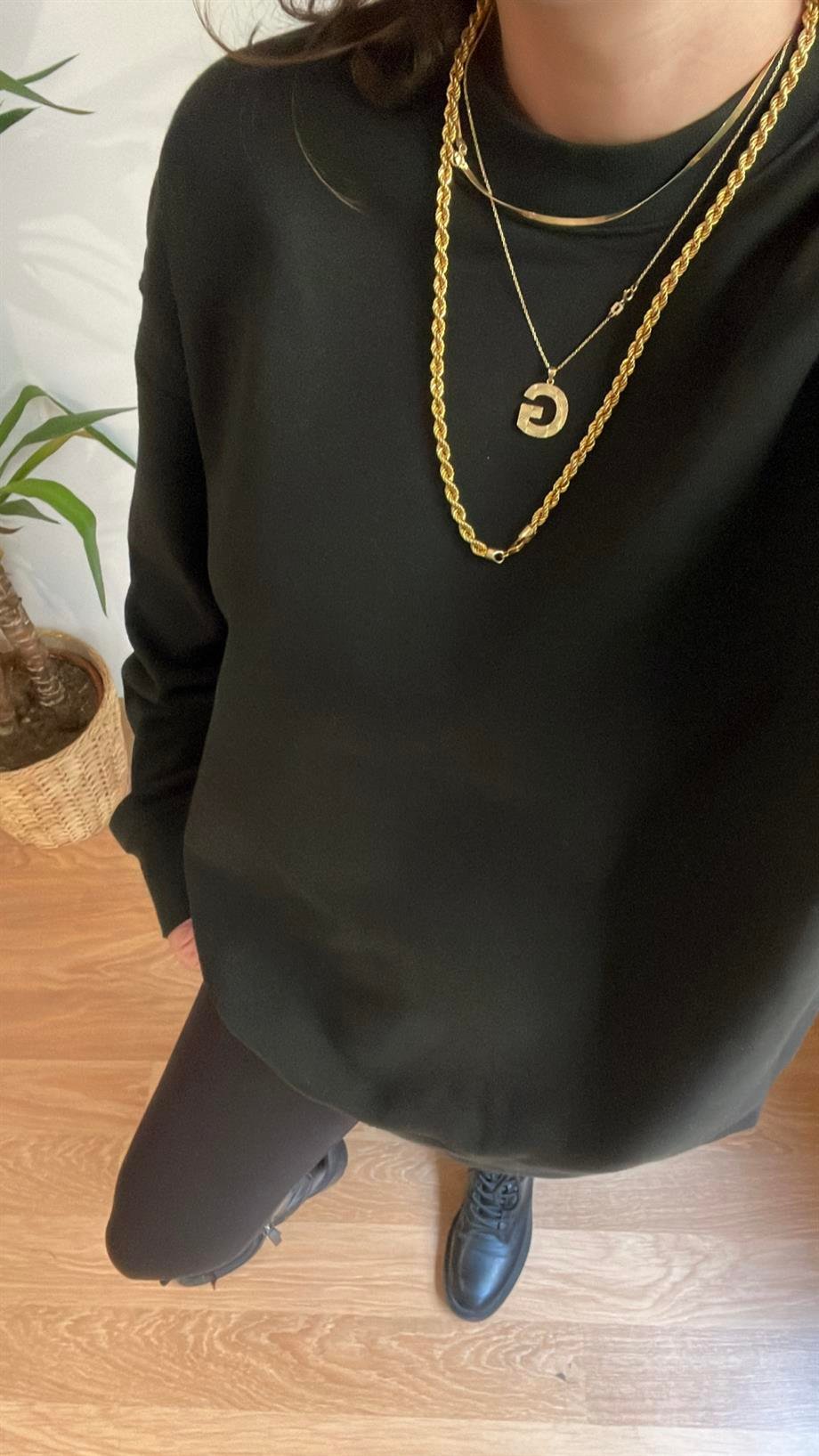 SİYAH OVERSIZE SWEAT 