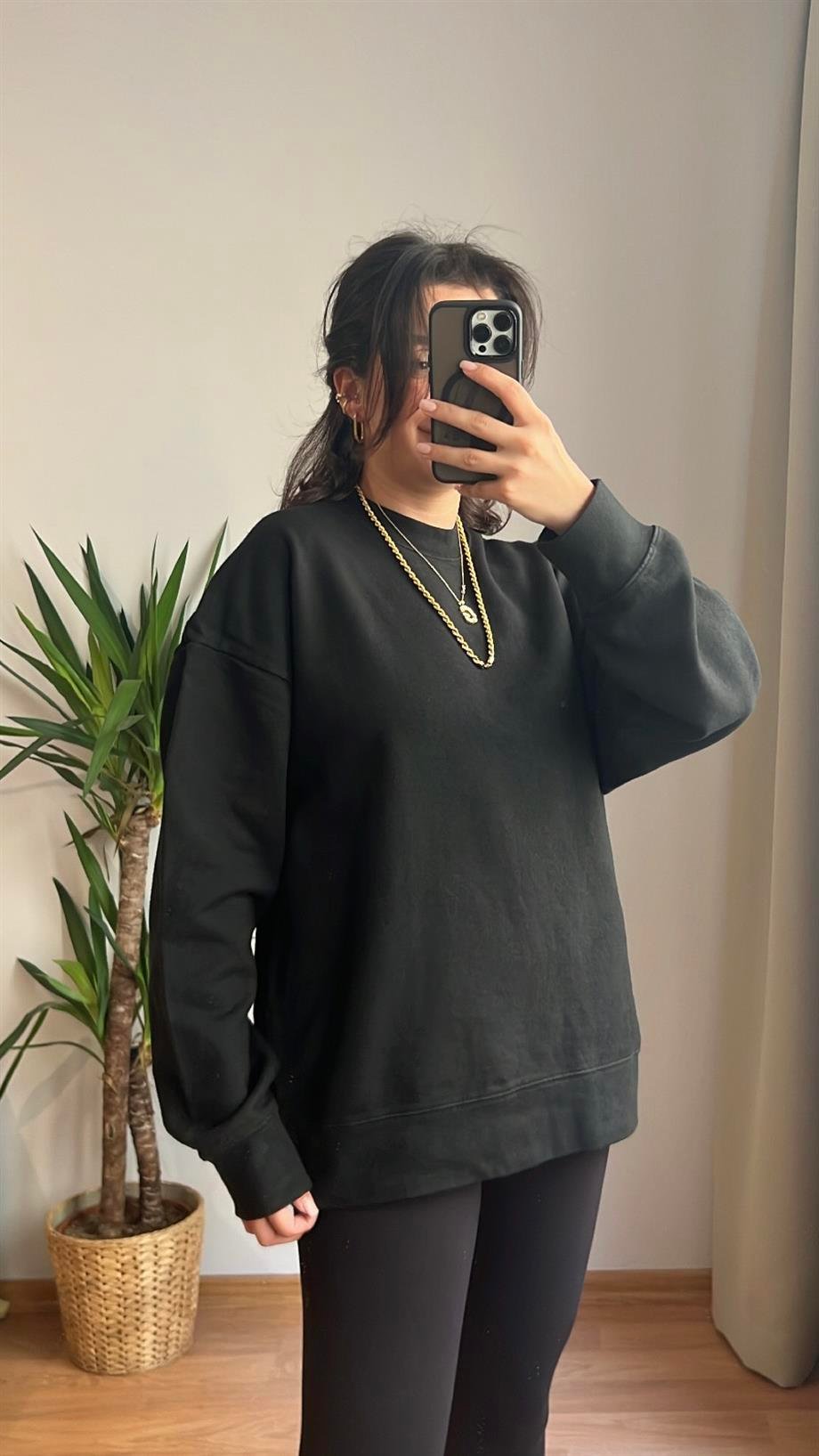 SİYAH OVERSIZE SWEAT 