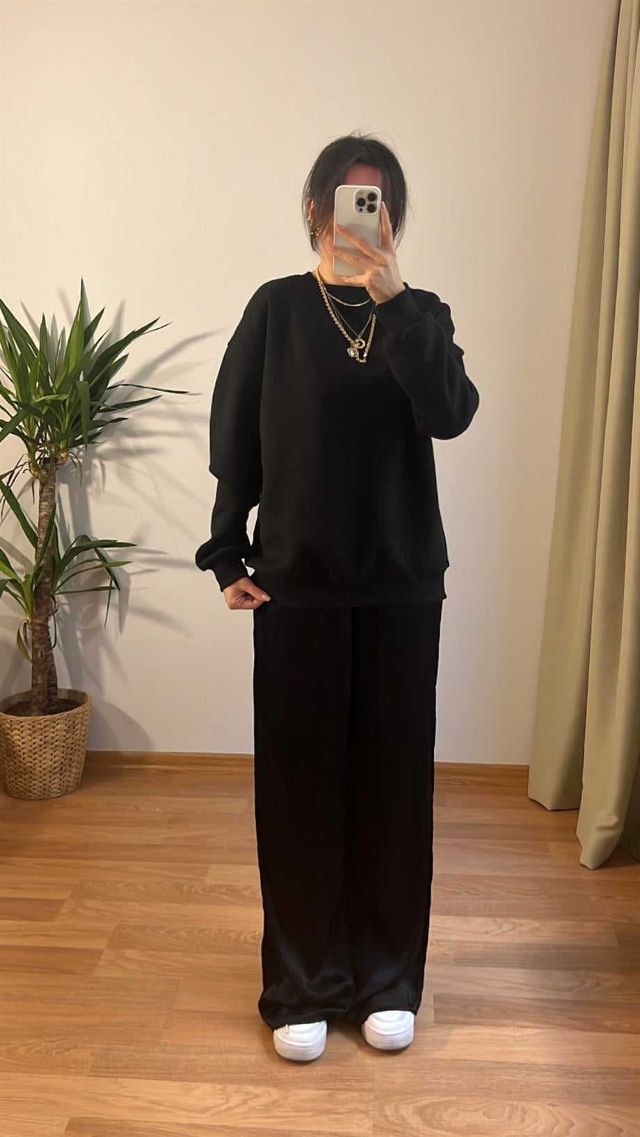 SİYAH ŞARDONLU SWEATSHİRT