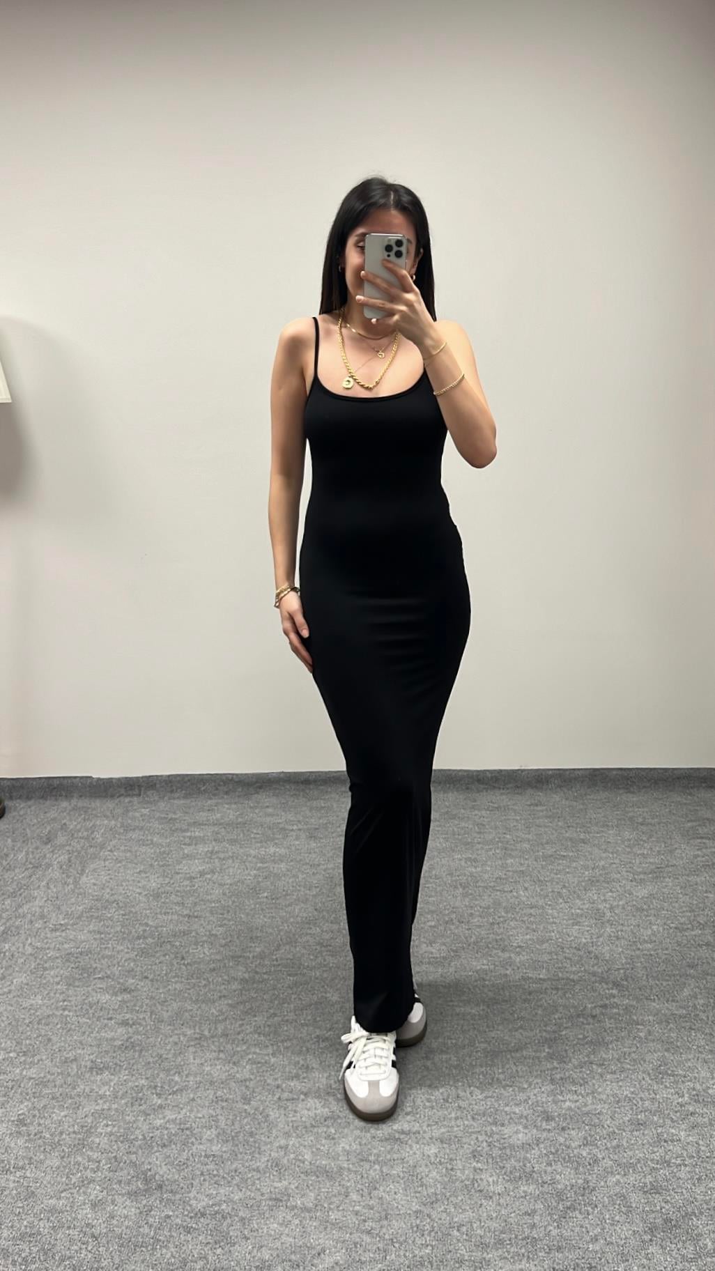 SİYAH SOFT TOUCH MAXİ ELBİSE