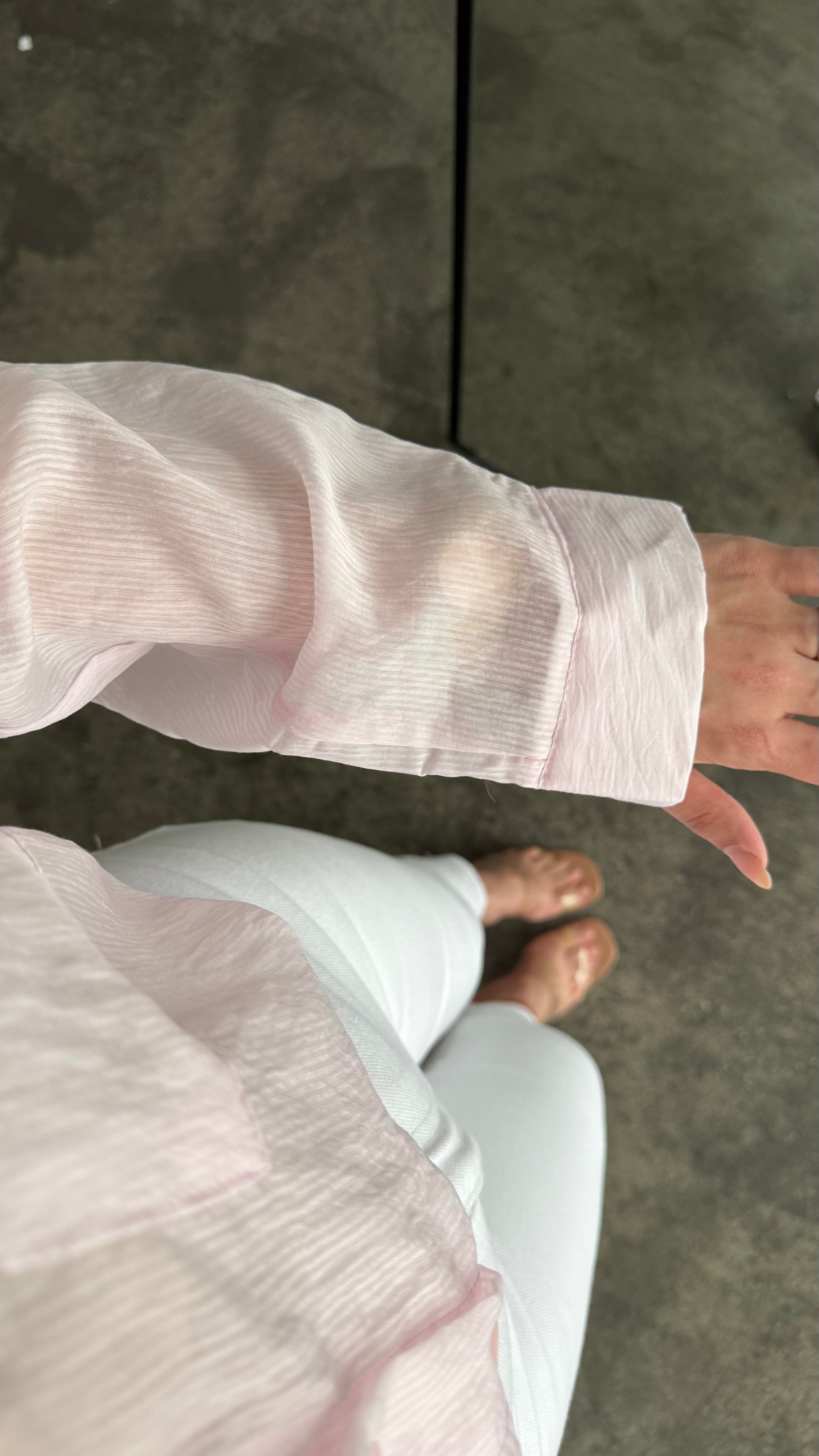 Soft Pembe Transparan Oversize Gömlek