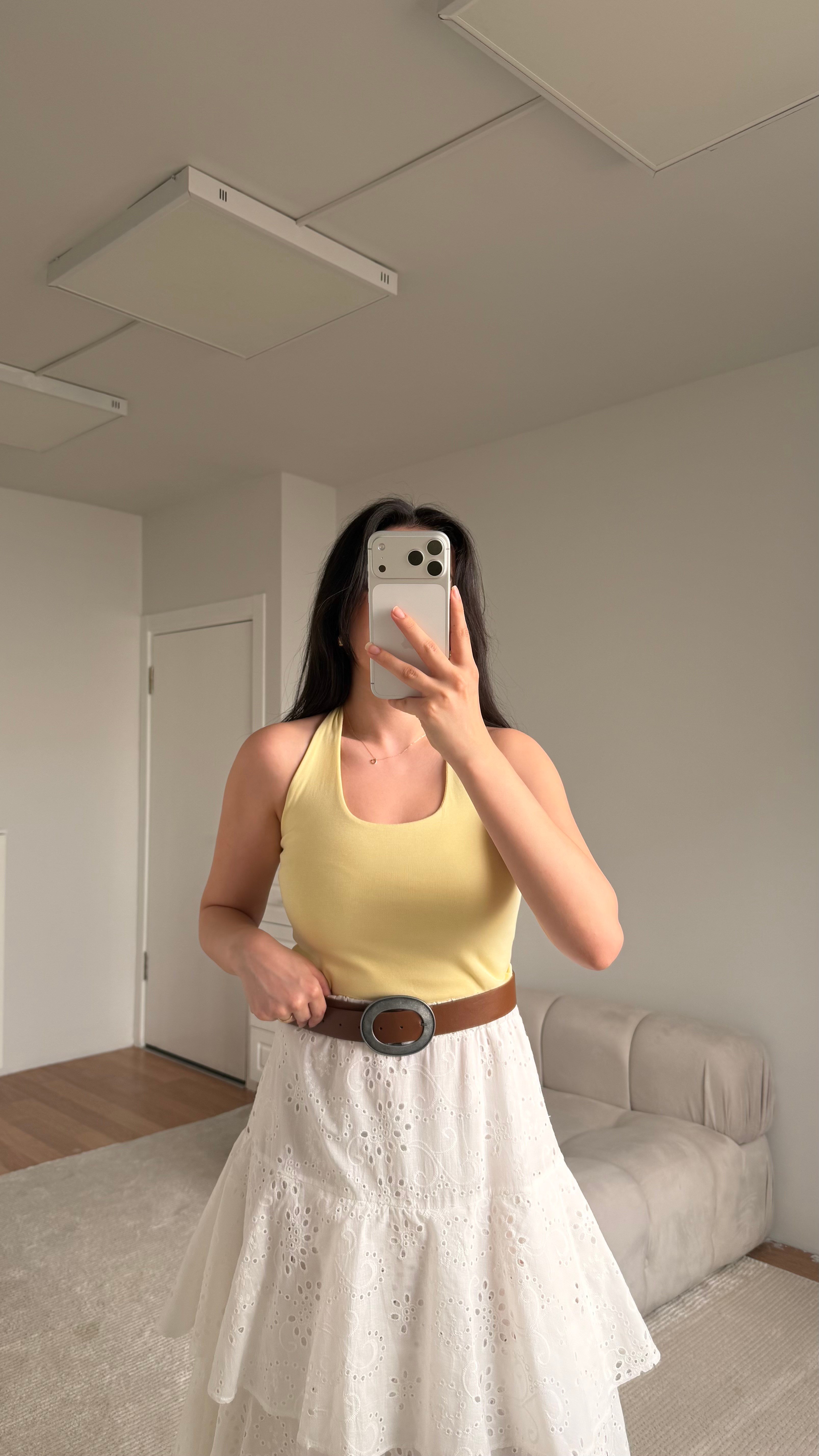 Soft Sarı Halter Yaka Bluz