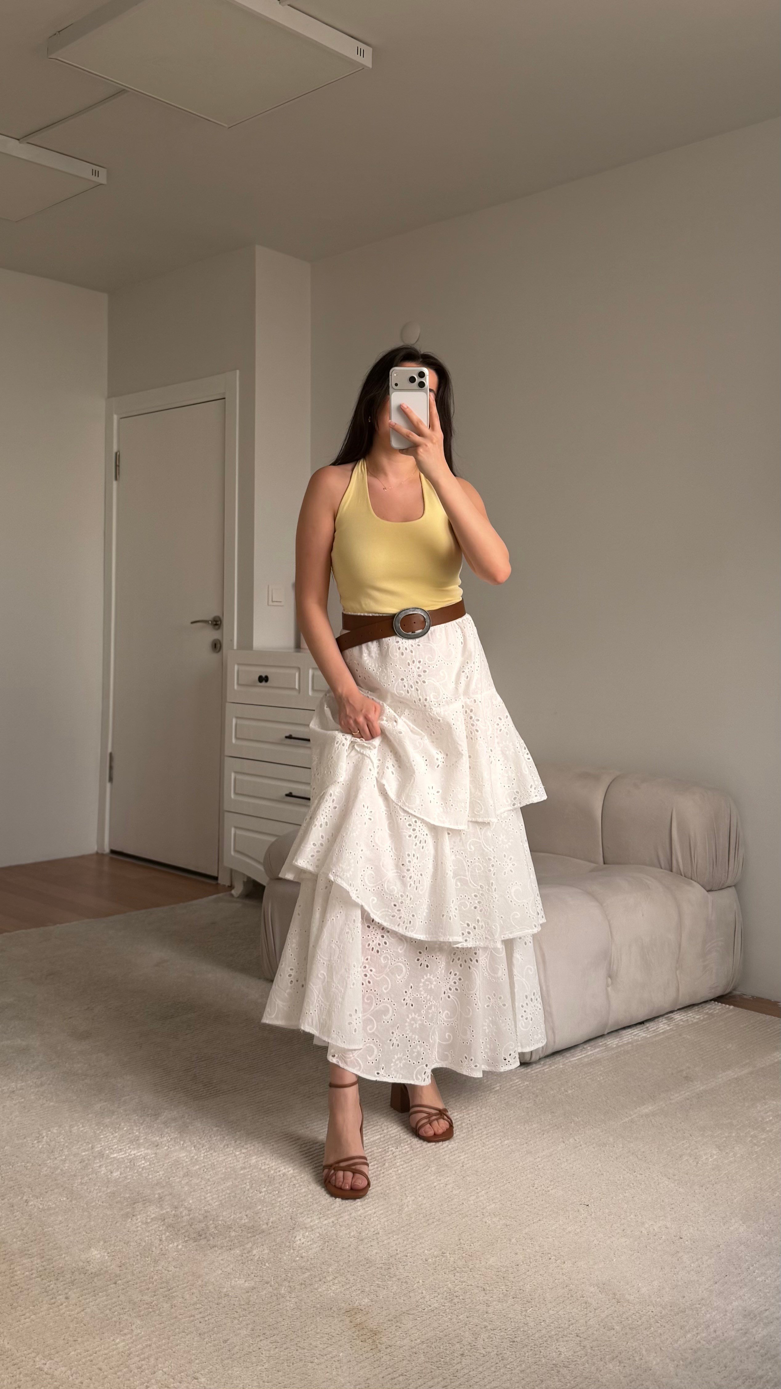 Soft Sarı Halter Yaka Bluz