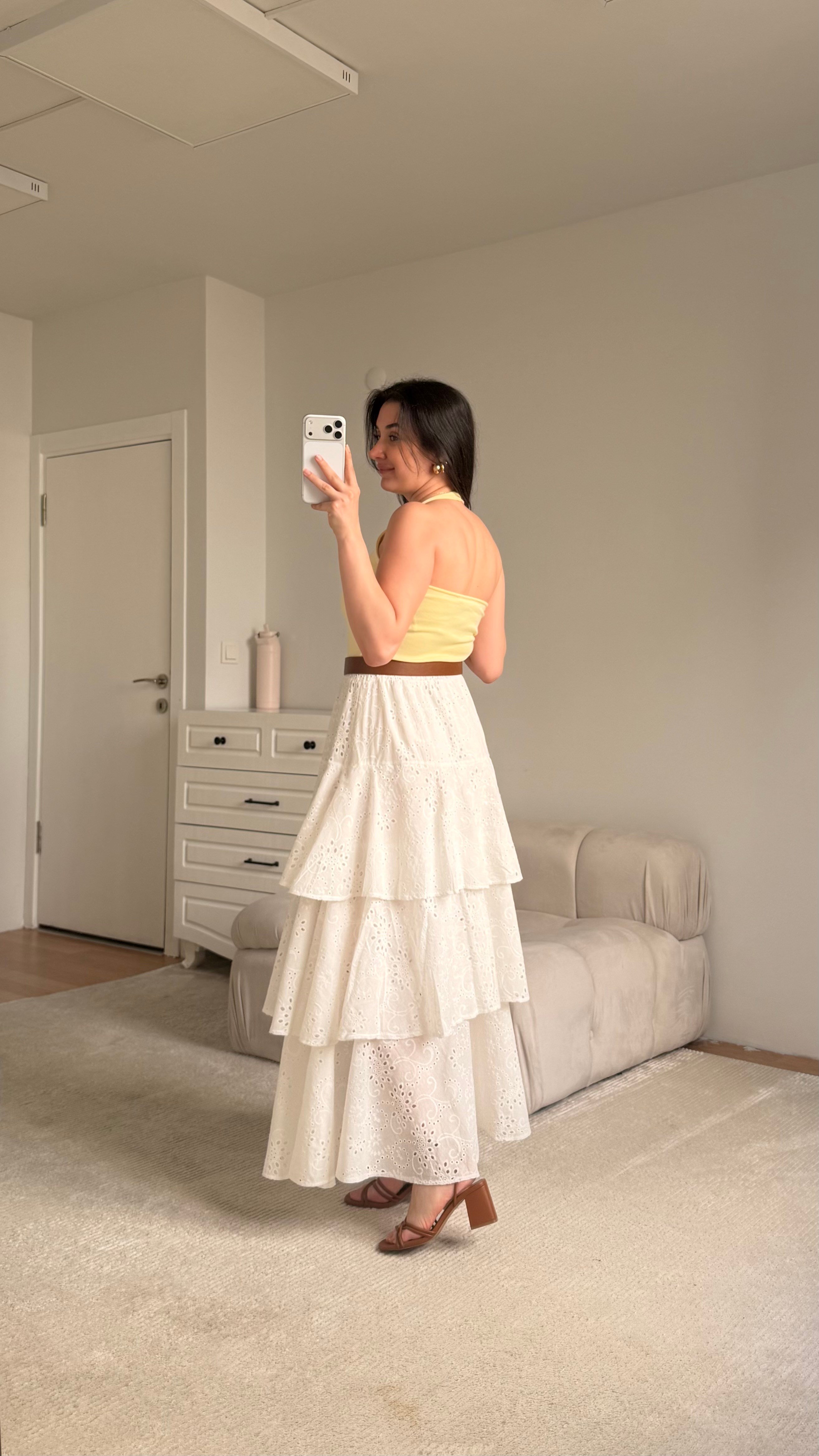 Soft Sarı Halter Yaka Bluz