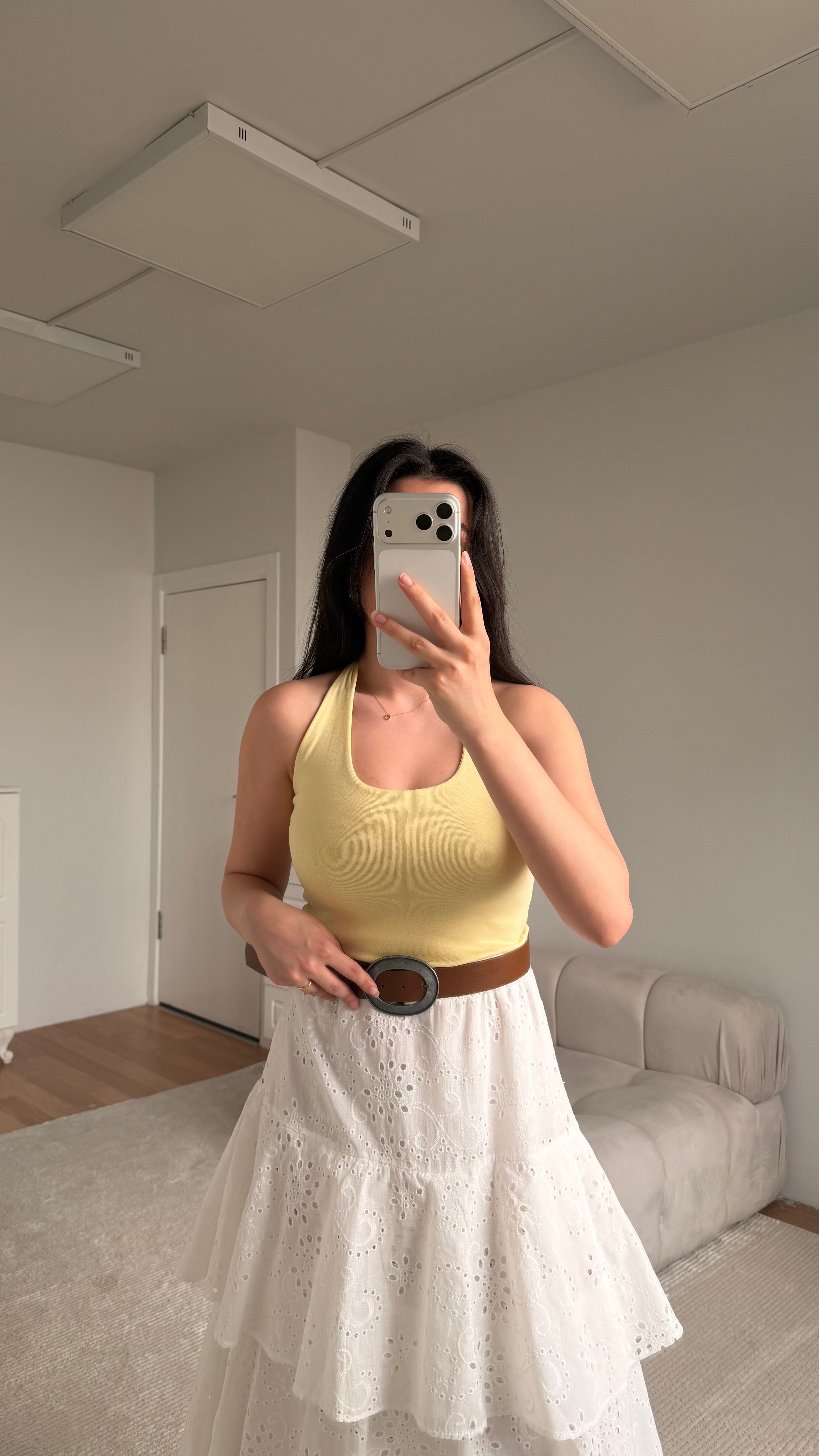 Soft Sarı Halter Yaka Bluz