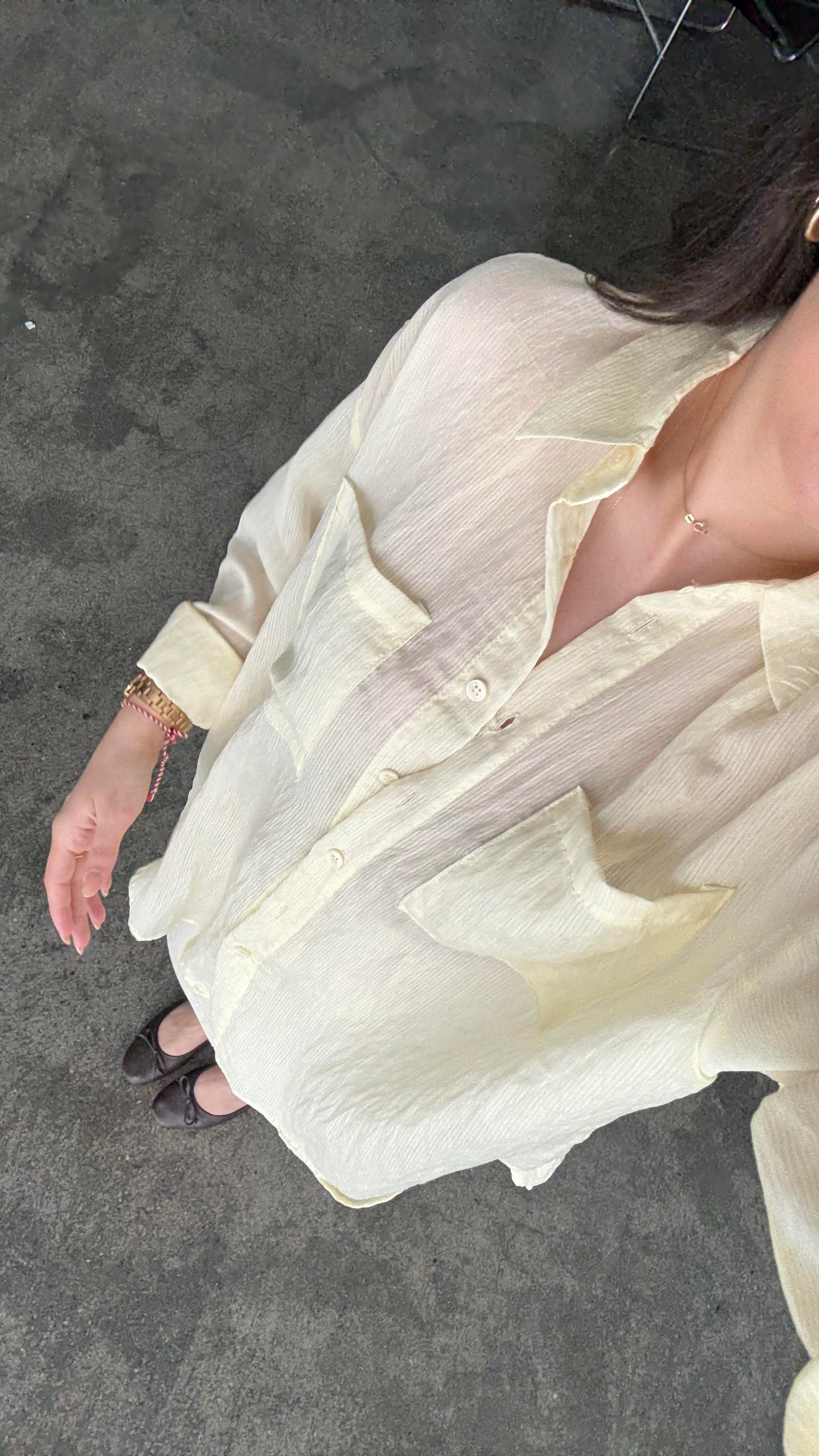 Soft Sarı Transparan Oversize Gömlek