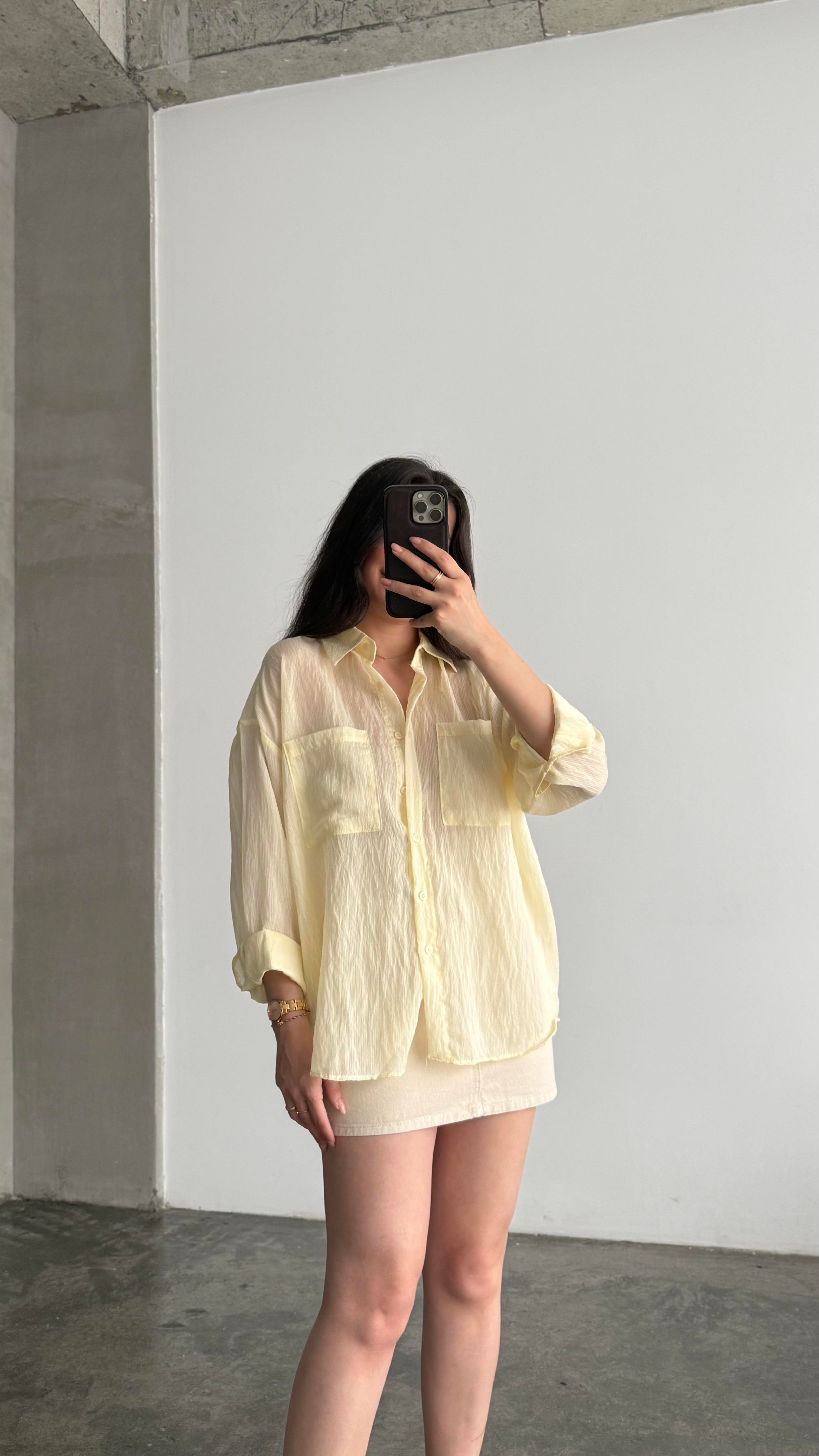 Soft Sarı Transparan Oversize Gömlek