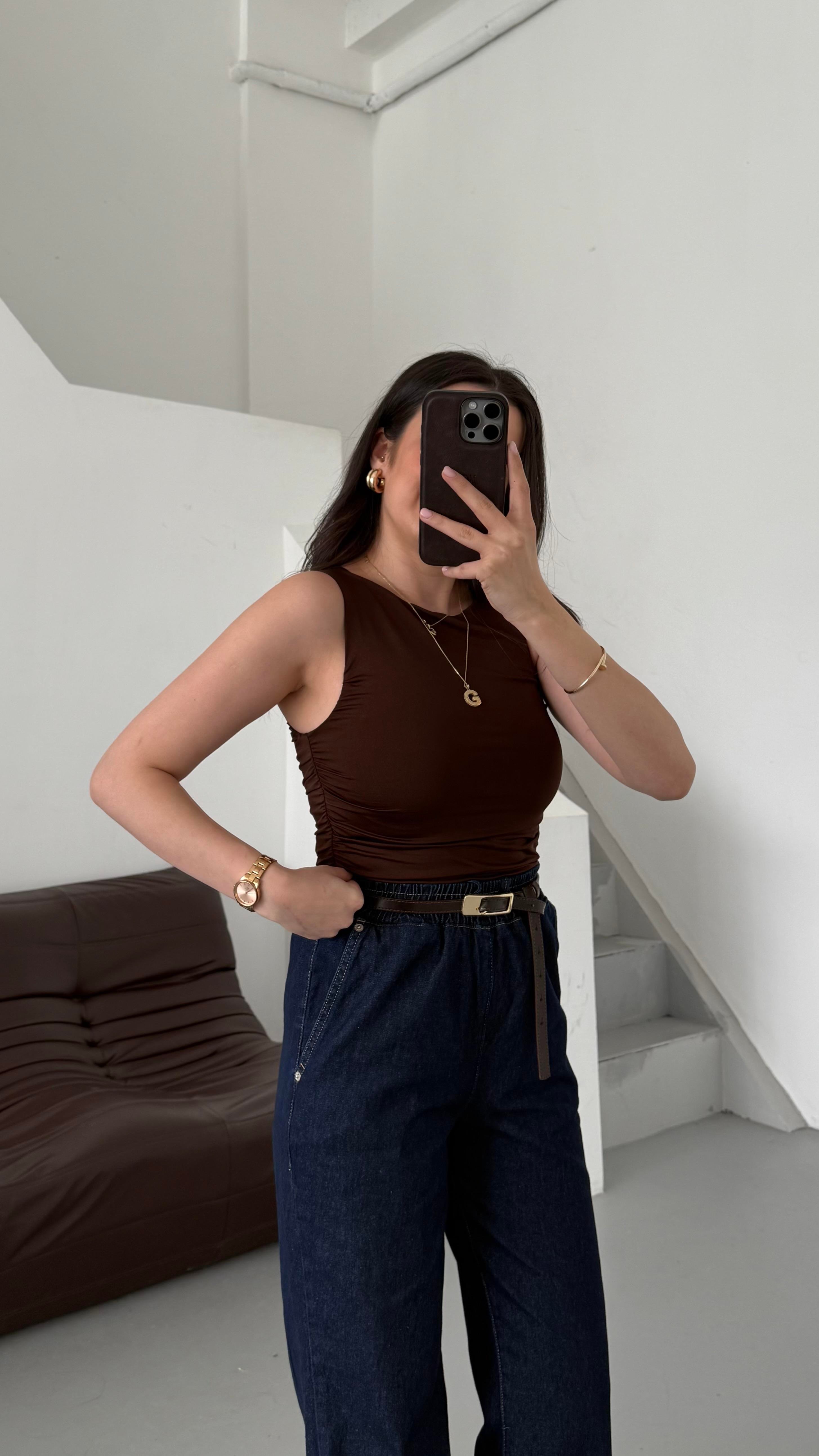 Star Acı Kahve Drapeli Bluz