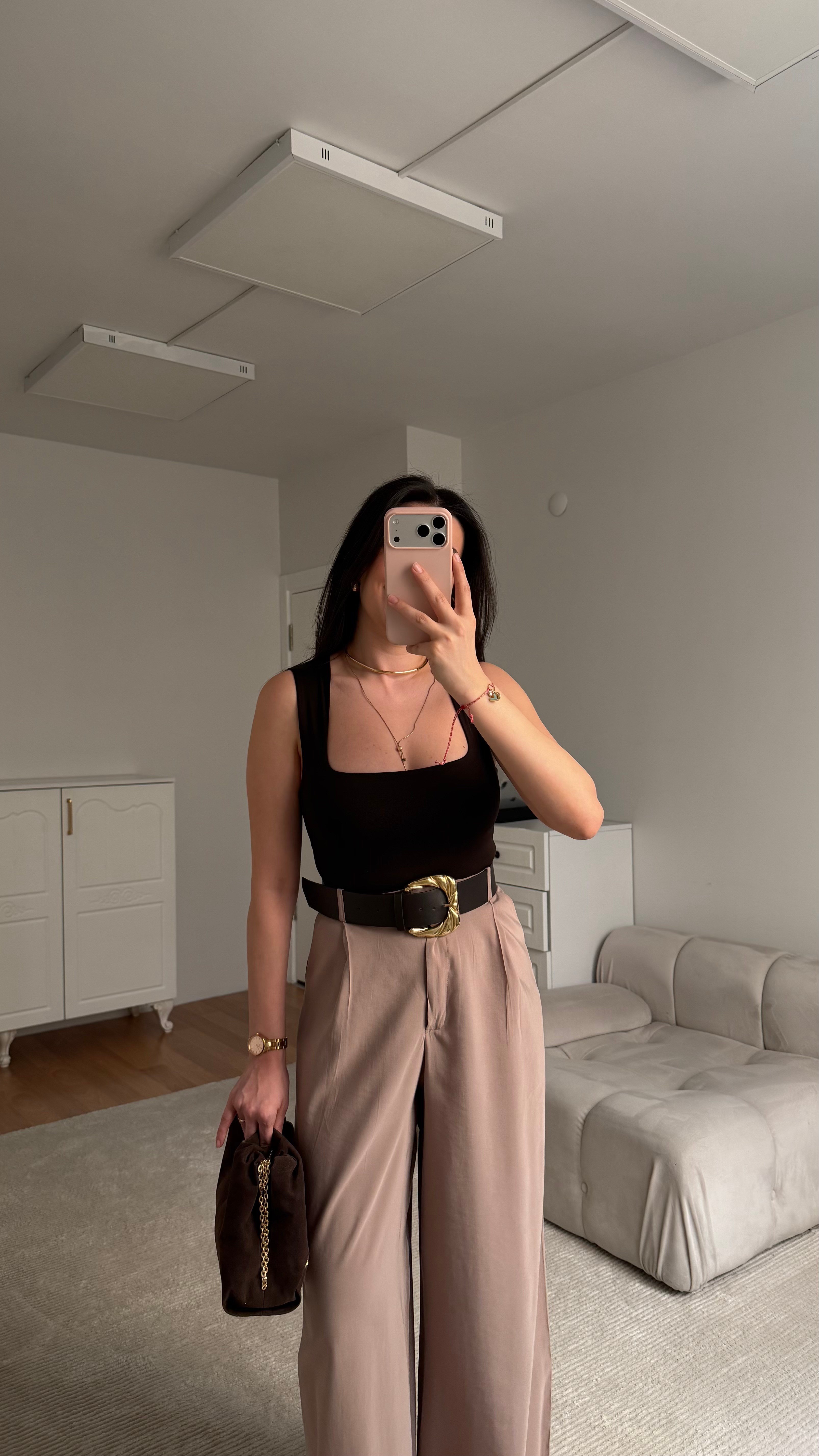 Star Acı Kahve Kare Yaka Bodysuit