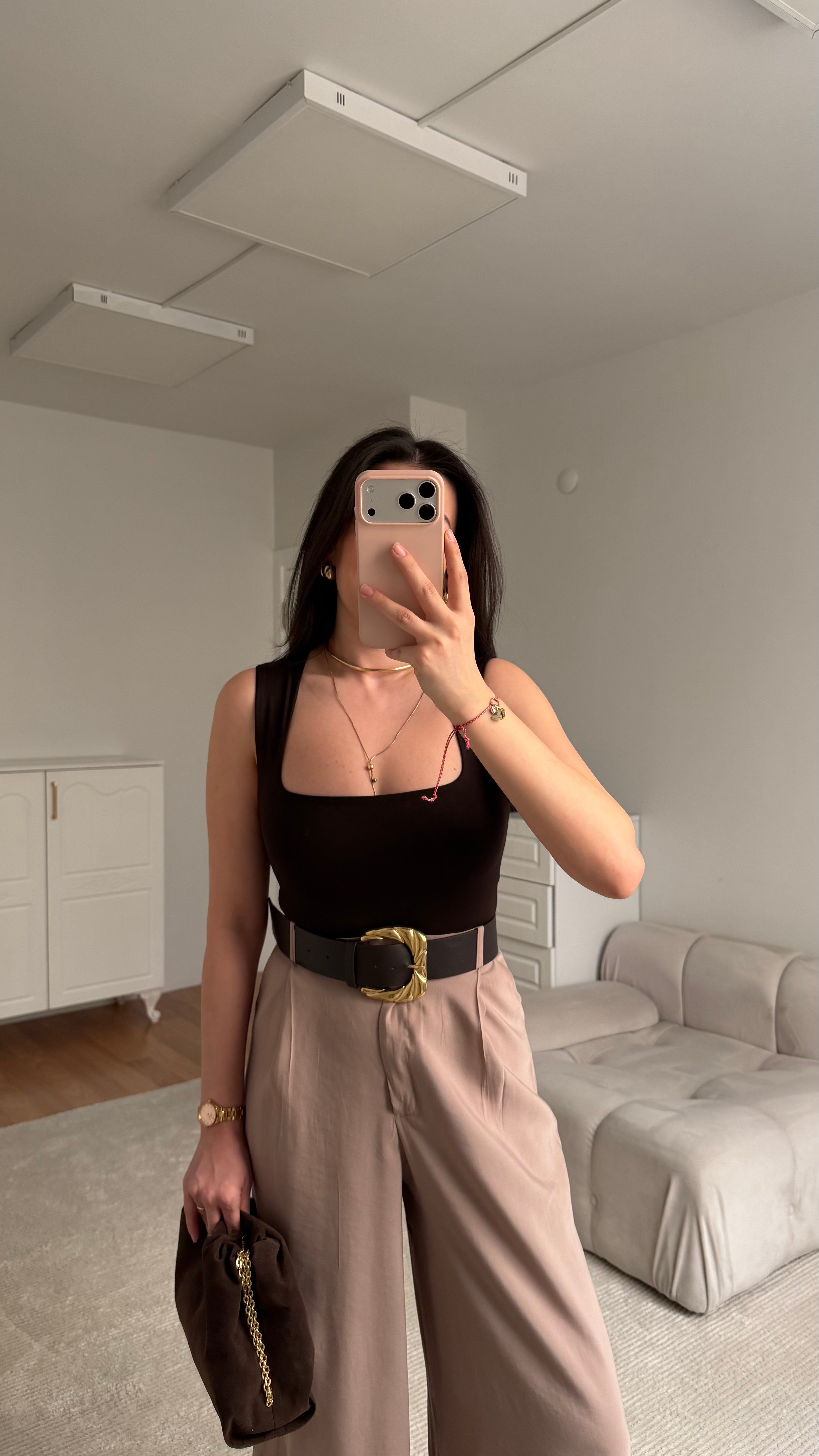 Star Acı Kahve Kare Yaka Bodysuit