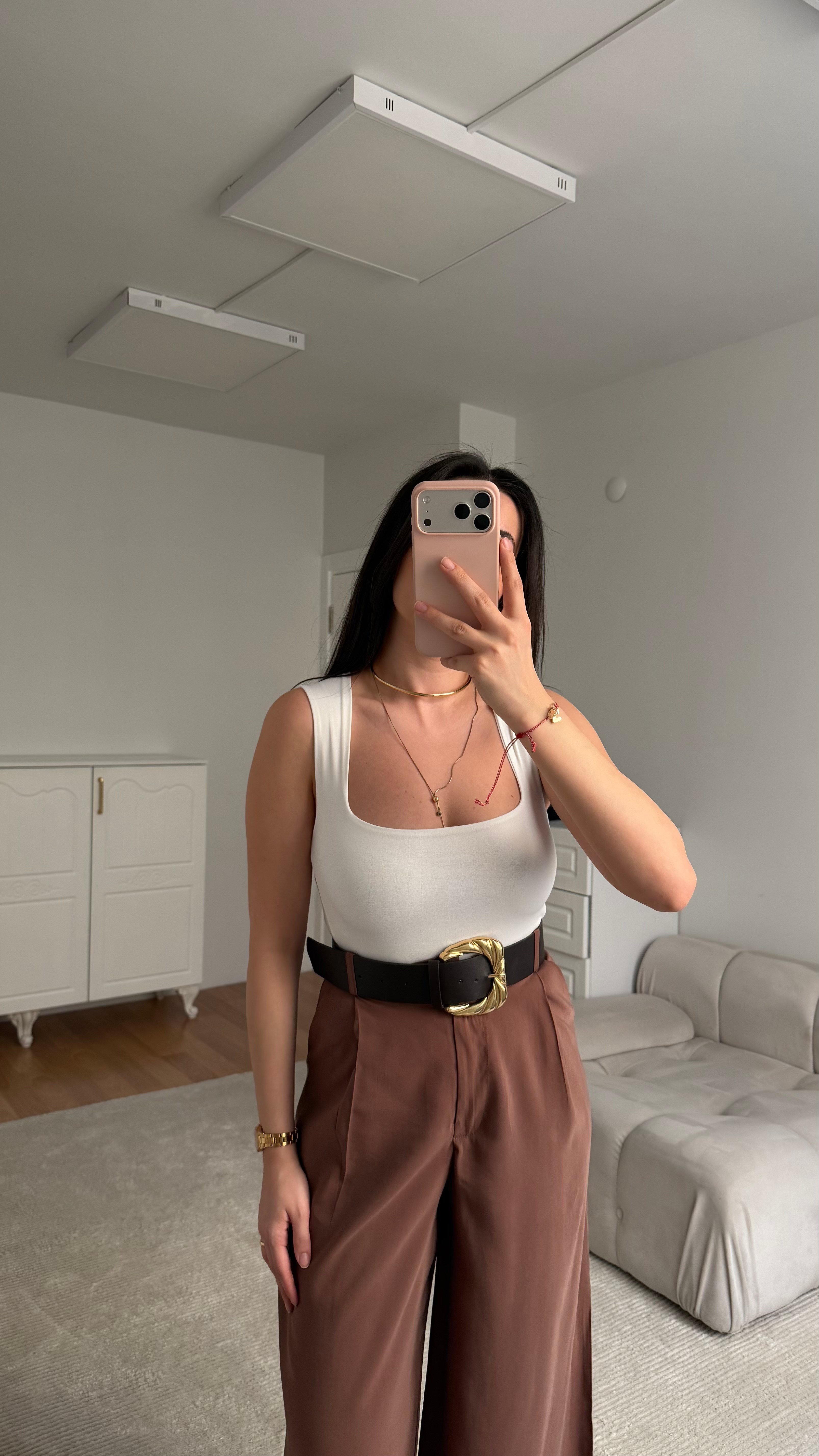 Star Beyaz Kare Yaka Bodysuit