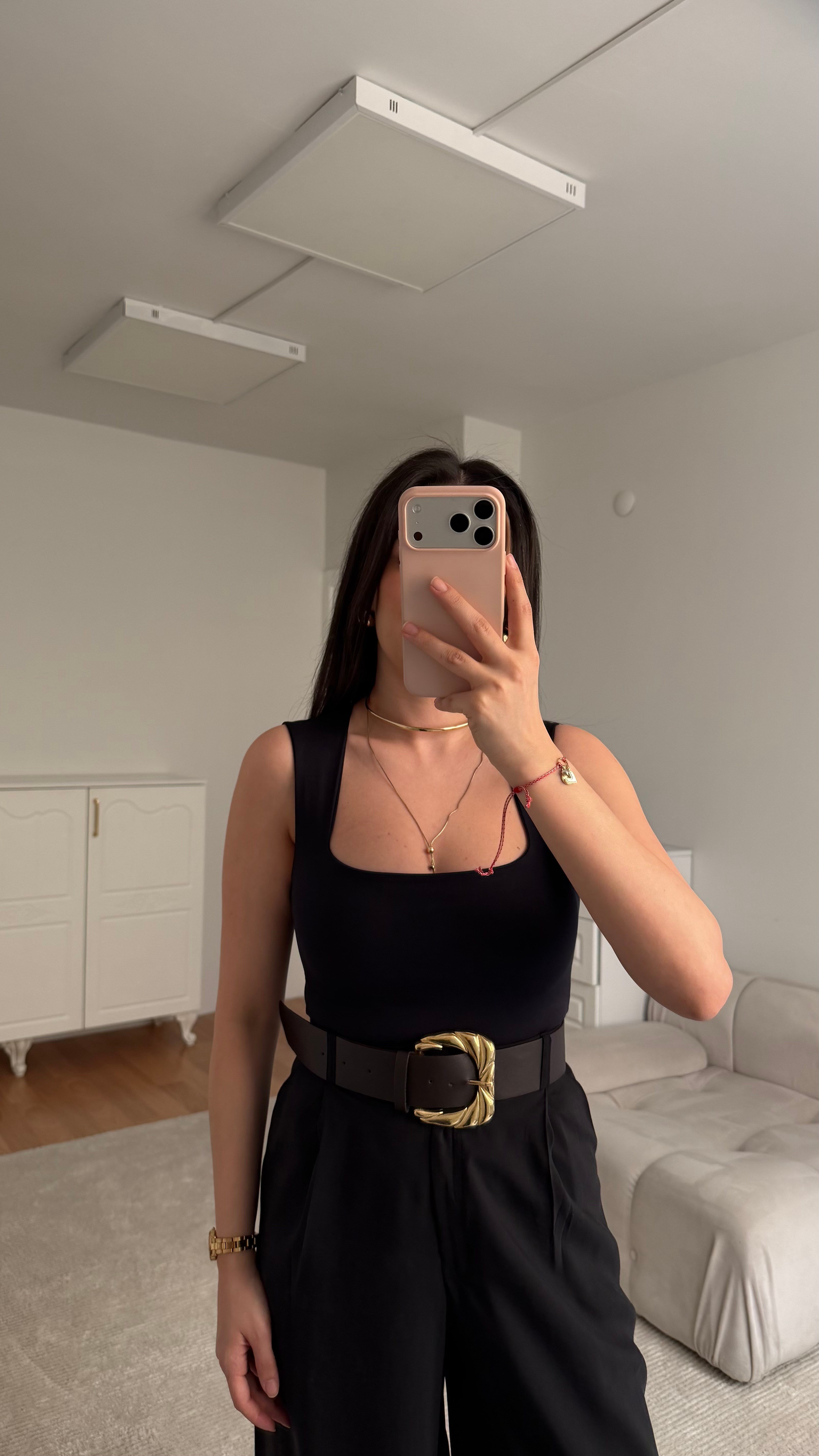 Star Siyah Kare Yaka Bodysuit