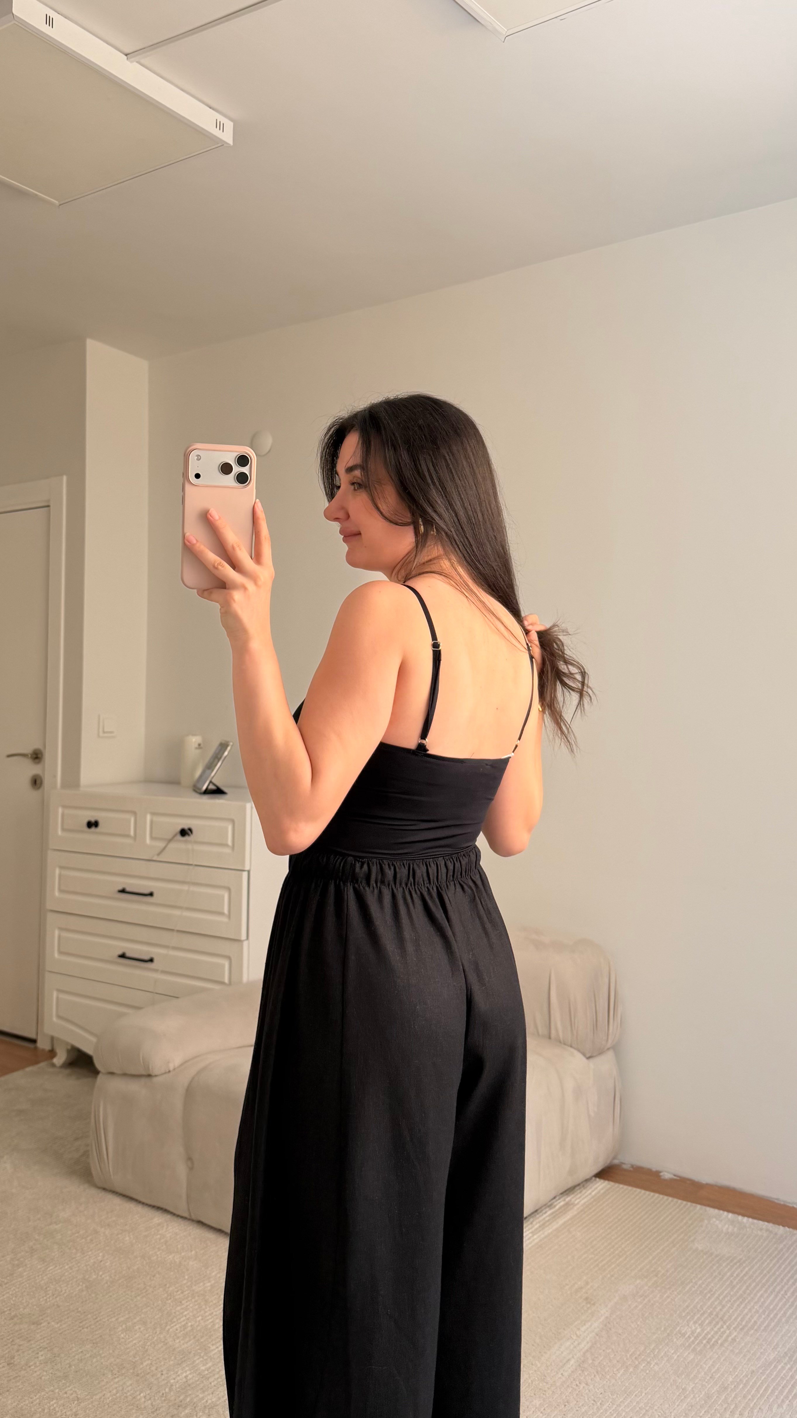 Star Siyah V Yaka Askılı Body Suit