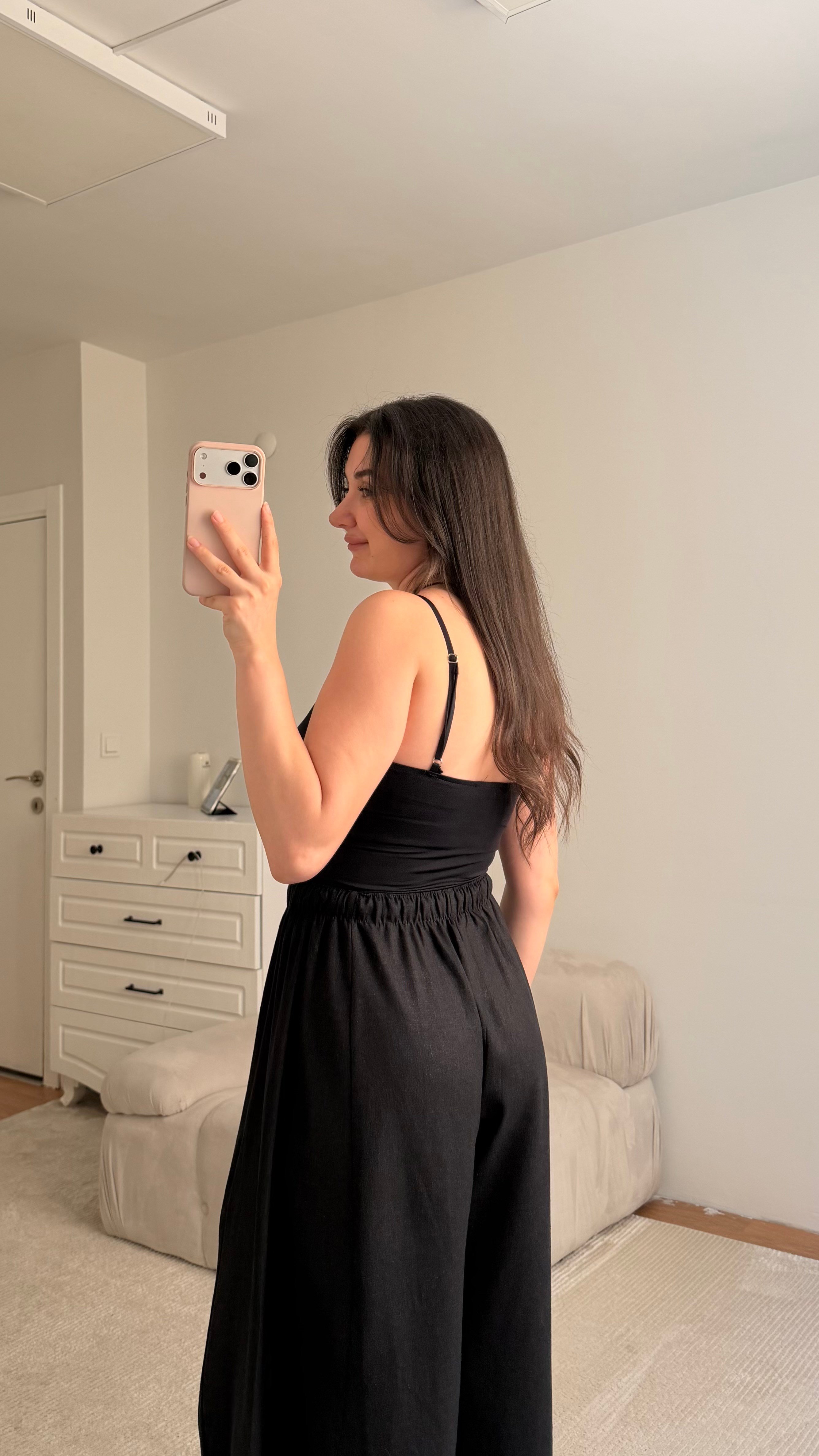 Star Siyah V Yaka Askılı Body Suit