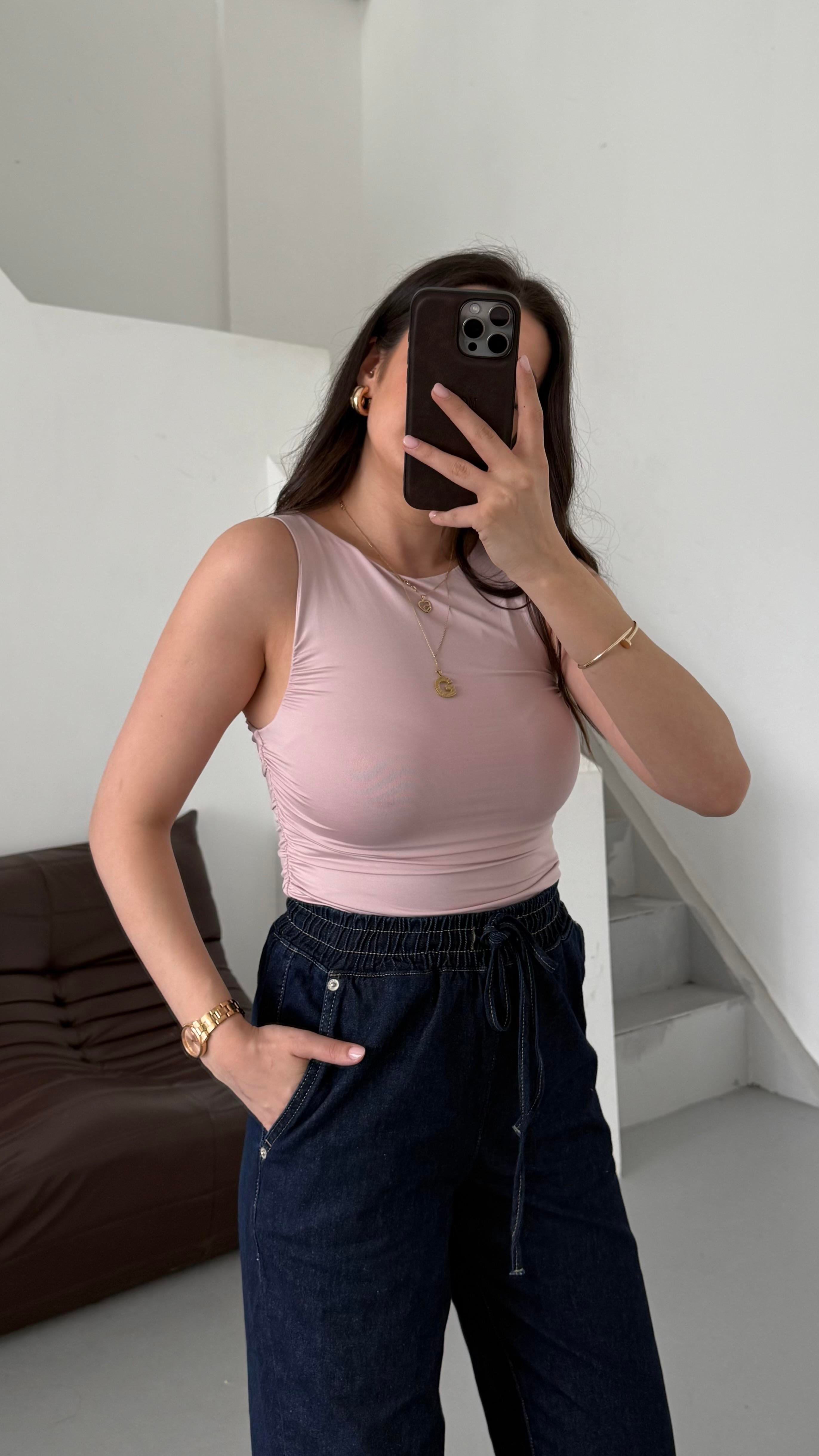 Star Soft Pembe Drapeli Bluz