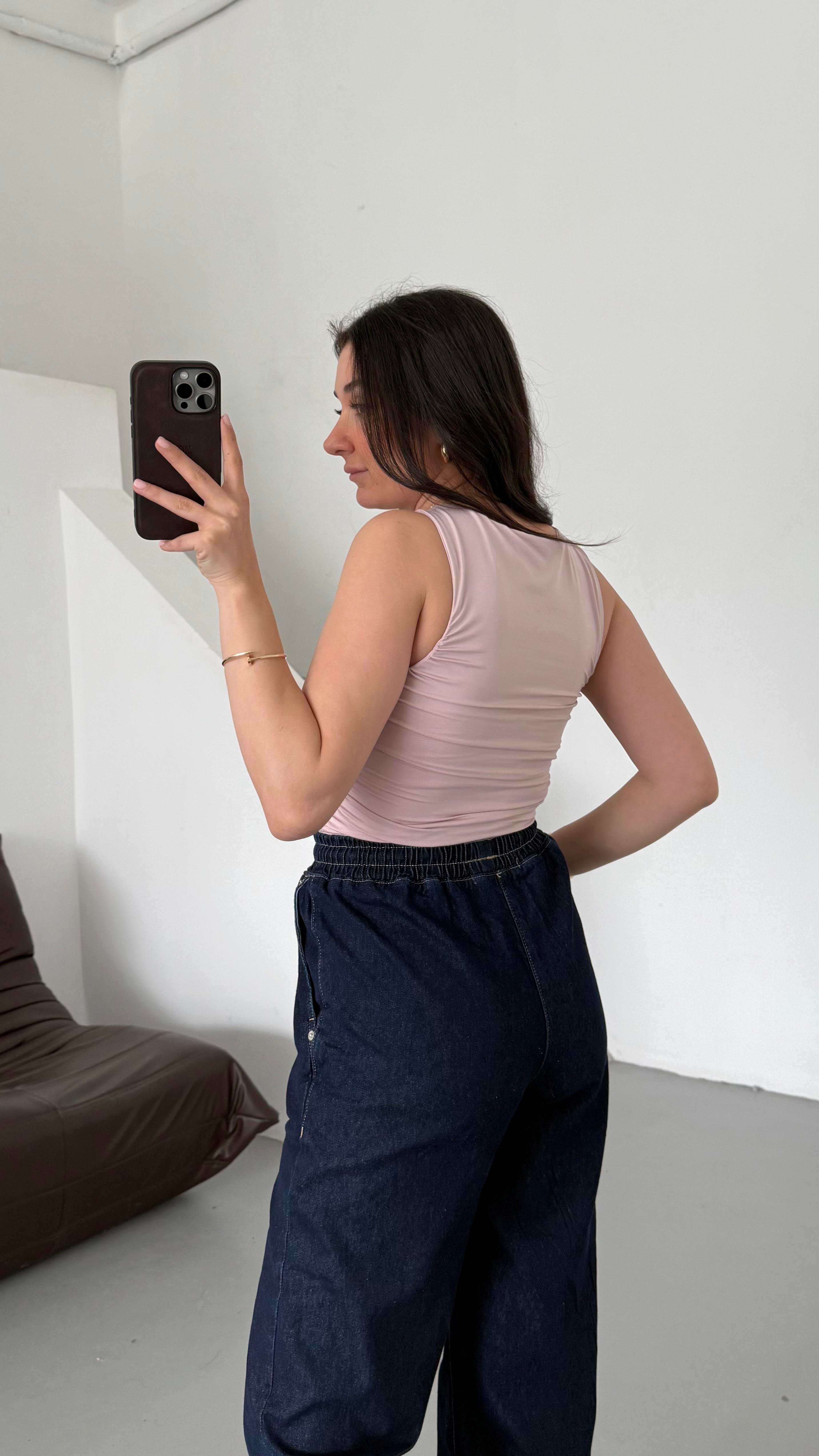 Star Soft Pembe Drapeli Bluz