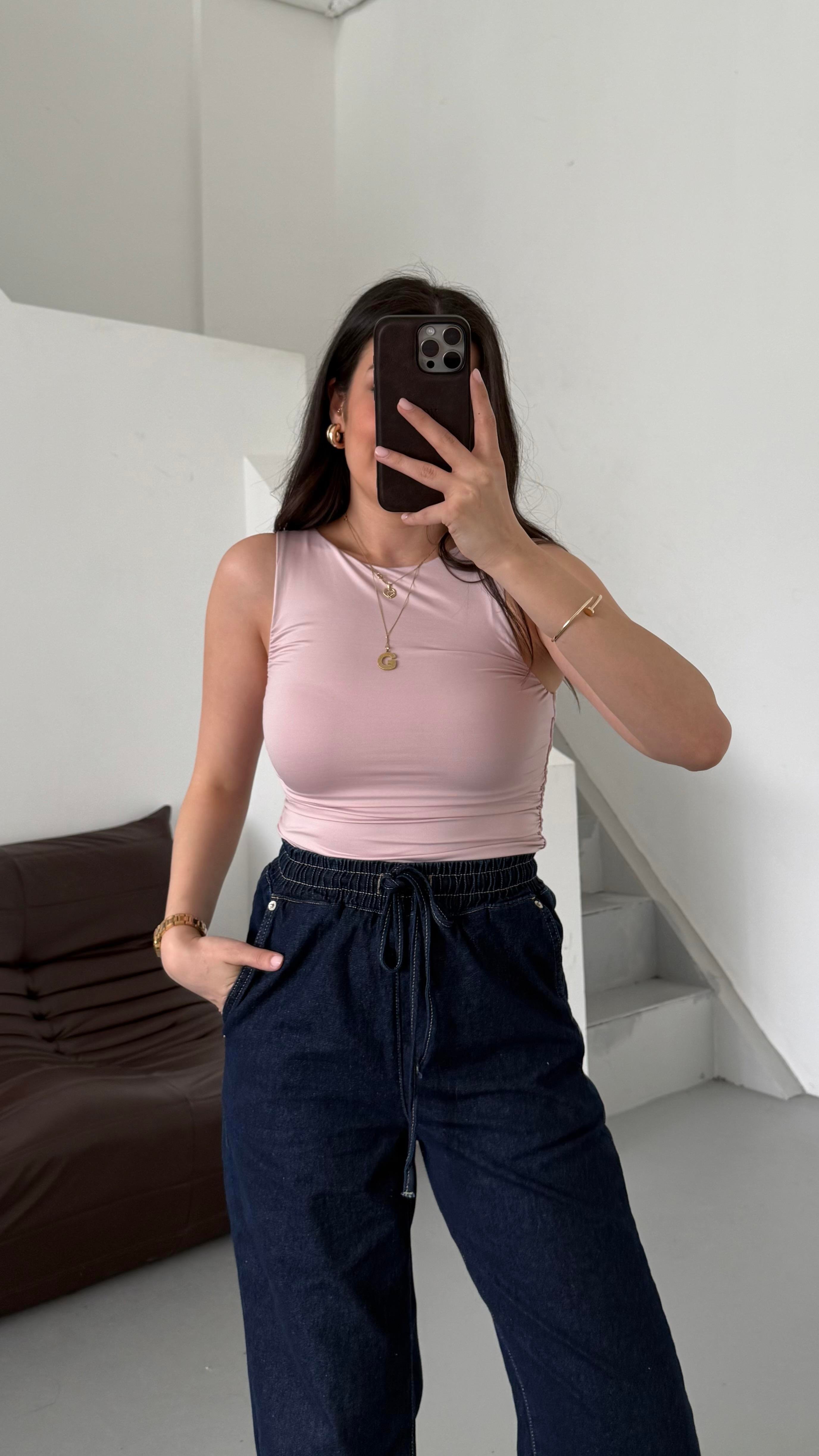 Star Soft Pembe Drapeli Bluz