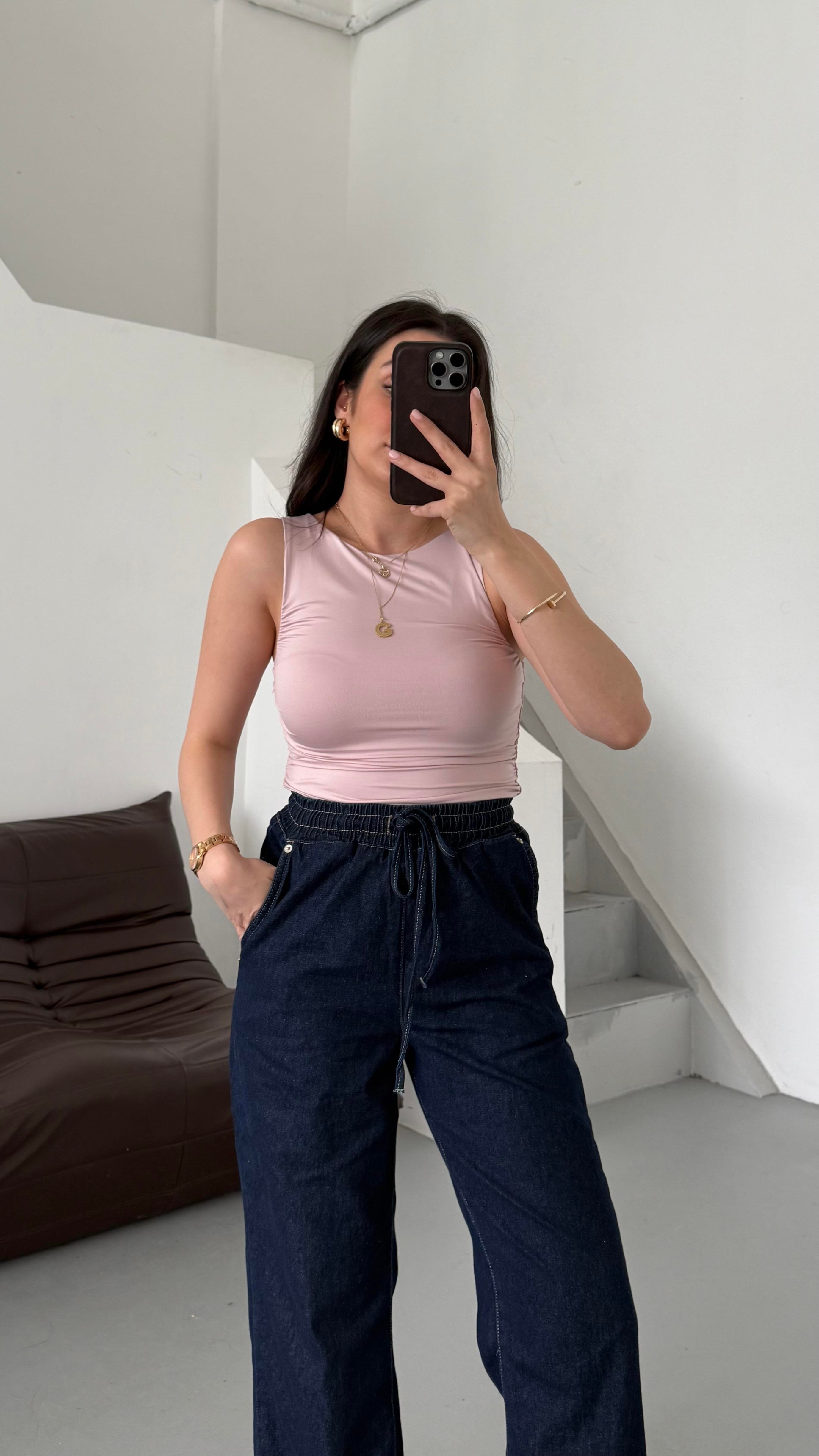 Star Soft Pembe Drapeli Bluz