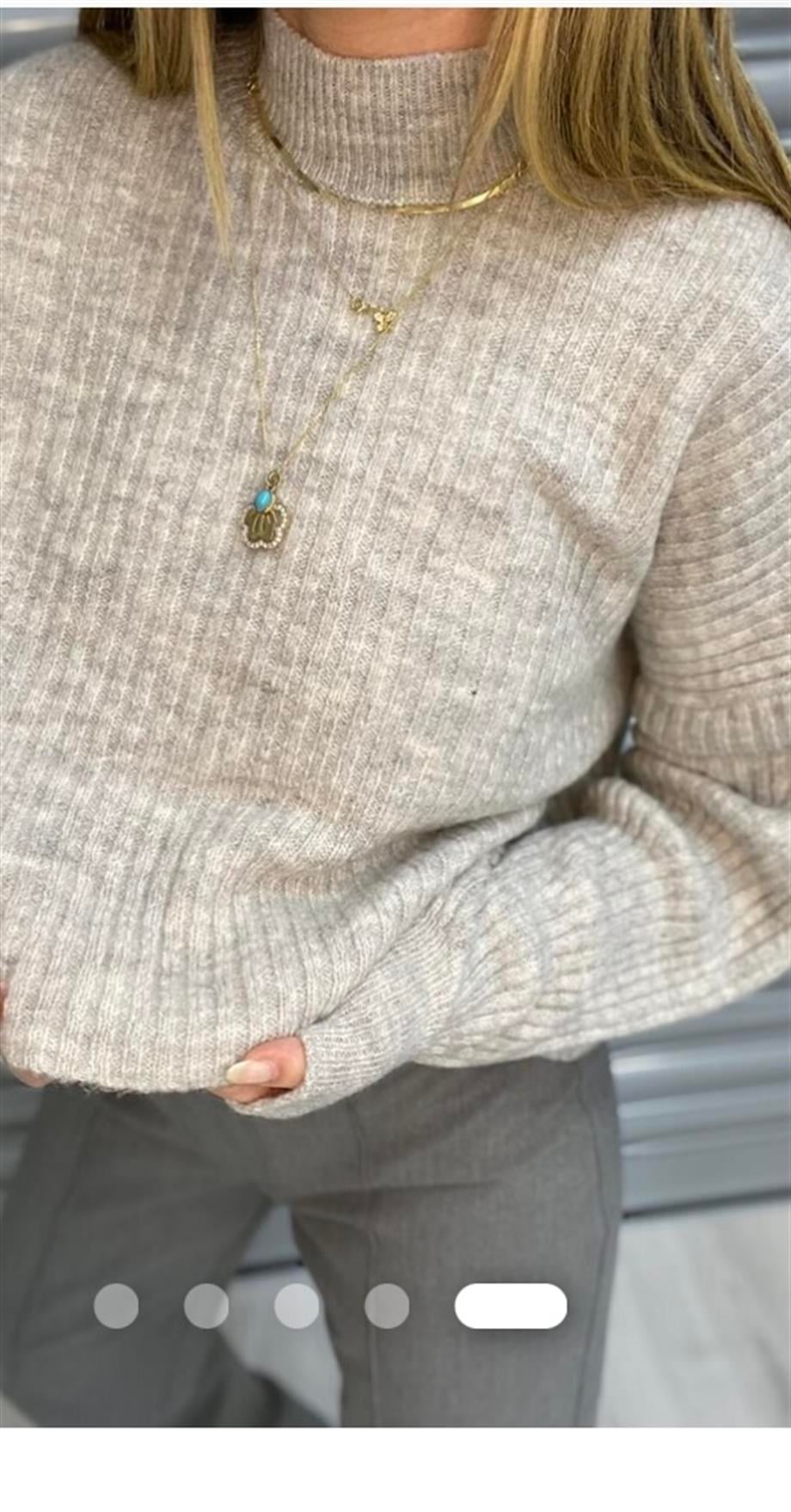 STRADVS DİK YAKA GRİ KAZAK