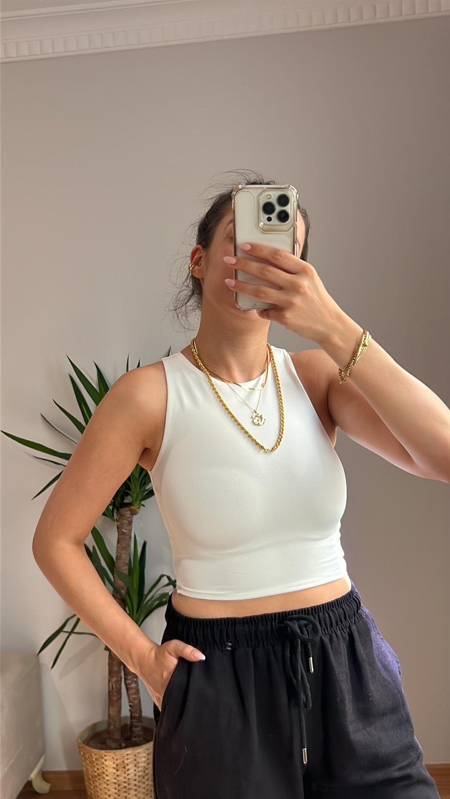 STRDVRS ÇİFT KATLI HALTER YAKA CROP